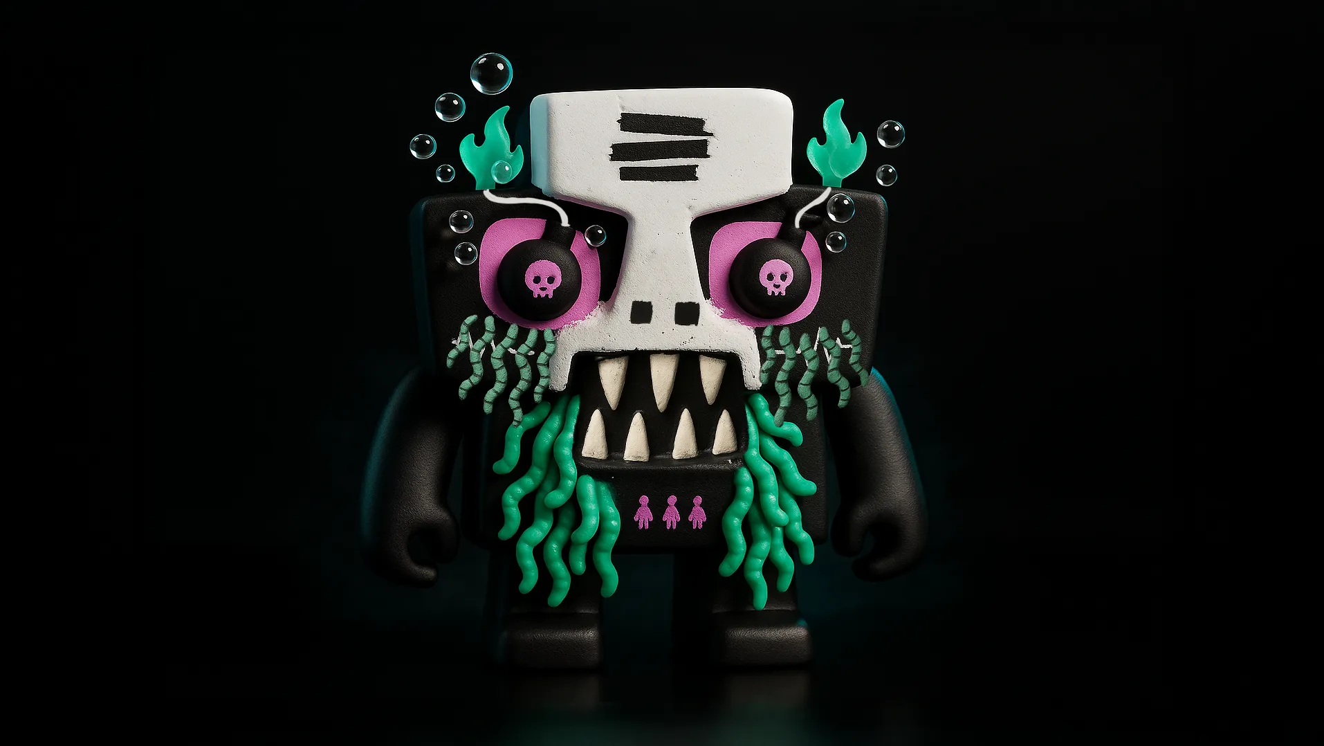 404 gacha figure representations based on the artworks of XCOPY, as imagined by Nuclear Samurai for the Frens & Legends art series. 