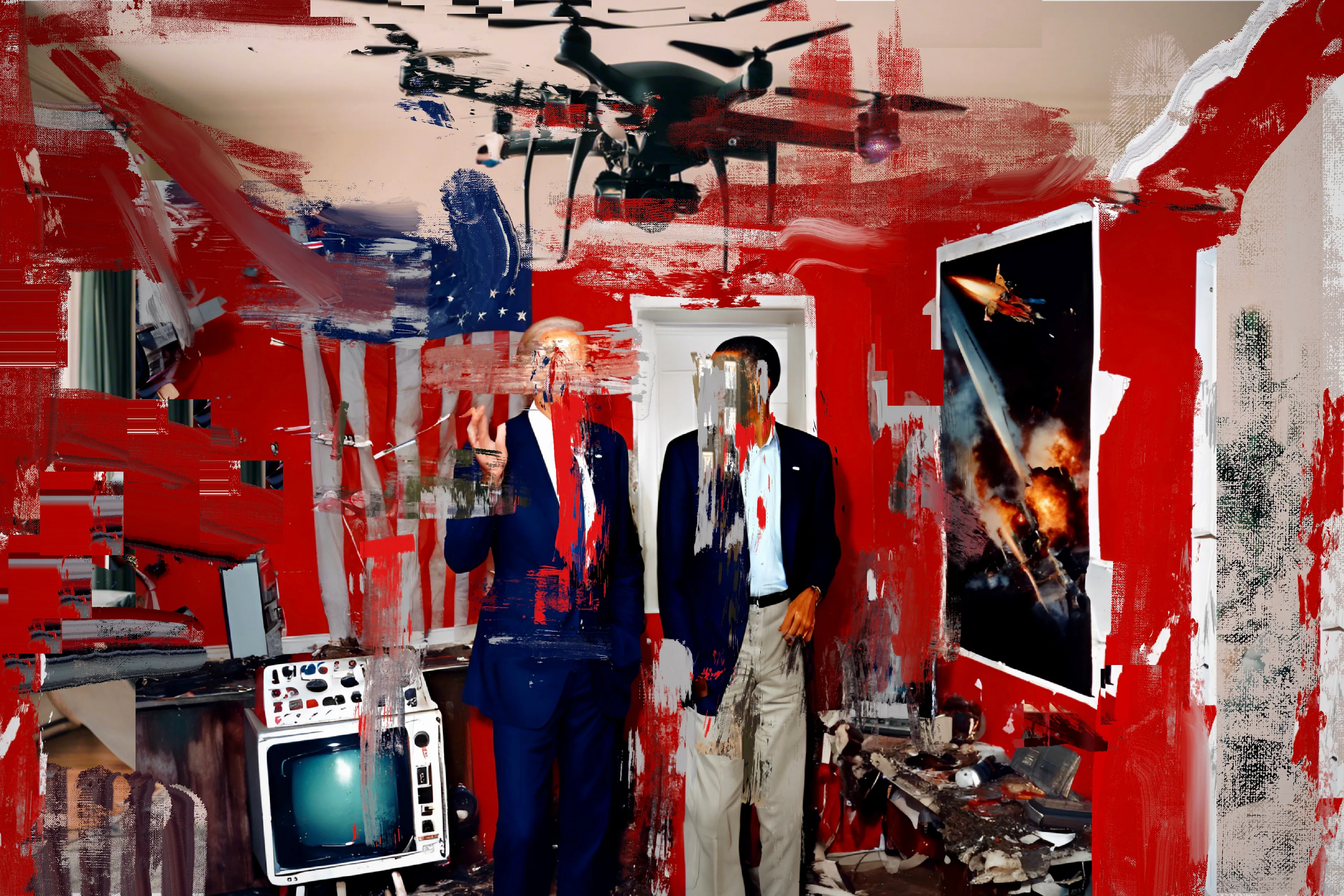 "Living Room Extravaganza" by Harman is a groundbreaking project that combines AI and digital painting in an innovative way to create a series of compelling compositions. These works juxtapose armchair spectators within their domestic settings against the backdrop of war and conflict outside their walls, offering a powerful commentary on contemporary life. The project explores the unsettling dissonance between the serene comfort of home and the chaotic reality beyond, symbolizing our collective desensitization to global events. By contrasting the tranquility of domesticity with the turbulence of external conflict, Harman captures the existential challenges of our times. This project underscores the difficulty of distinguishing between the simulated and the authentic, and the broadcasted spectacle from lived experience. "Living Room Extravaganza" not only reflects our detachment from the visceral and immediate but also raises profound questions about the nature of reality in an age where virtual and actual worlds often blur. Through these thought-provoking compositions, Harman invites viewers to confront their own perceptions and the increasingly complex fabric of modern existence.