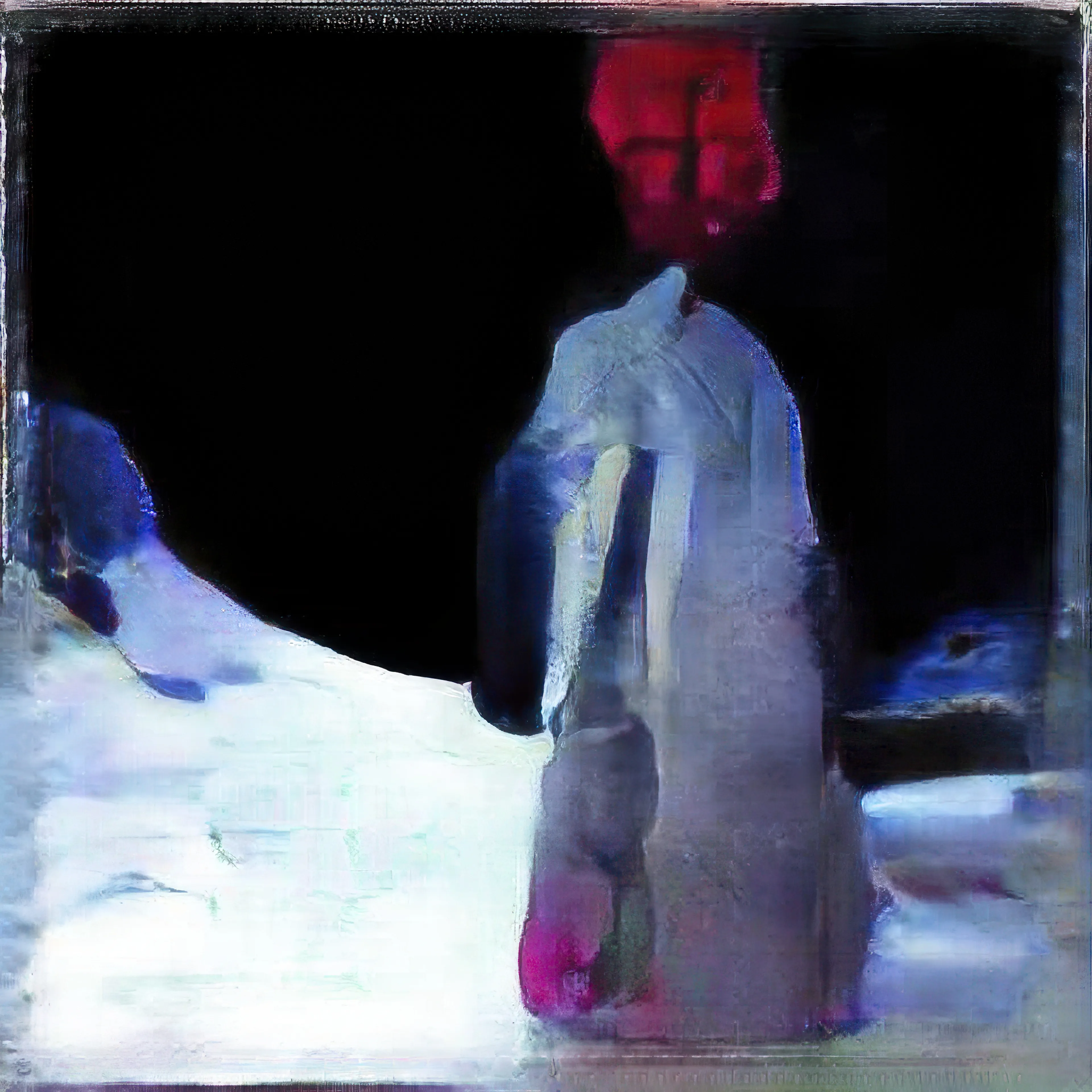 **Neural Abstractions (2016–17)**
Neural Abstractions represents Klingemann’s breakthrough into true AI-assisted image generation, using early deep neural networks to summon surreal new visions. Created in 2016–17, these works grew out of experiments with Plug-and-Play Generative Networks (PPGN), an innovative technique that predates GANs, allowing an AI to generate images by maximizing the outputs of a classifier rather than by direct synthesis. Instead of training a network to draw per se, Klingemann ingeniously trained a suite of custom classifier models (on datasets he curated himself) and then set a generative process to “please” those models. In practice, he fed the network a target concept, not via text prompt, but via a classifier node such as “portrait” or “map”, and the system iteratively adjusted a noise image until the classifier was highly activated.
Rejecting the generic categories bundled with the original PPGN code (which skewed towards dogs and everyday objects), Klingemann plugged in his own bespoke categories. He hand-sorted tens of thousands of images, from vintage album covers to 19th-century book illustrations to even erotic photographs, into conceptual groupings, training neural nets to recognize these themes. In doing so, he effectively hacked the generative process to follow the peculiar contours of his personal datasets. The resulting images, which he termed “Neural Abstractions,” are richly ambiguous. Hints of familiar shapes, a silhouette that could be a reclining nude or the glint of an eye, dissolve into painterly washes of color and texture. The AI seems to grope toward forms without ever fully resolving them, offering a “base understanding of composition and interesting colors” while birthing proto-figures that hover on the brink of recognition.
Because the raw outputs were modest in size and clarity, a limitation of 2016-era networks, Klingemann devised a novel post-processing step that would become a hallmark of his style: transhancement. This custom technique fed the low-resolution neural outputs into a secondary pix2pix-based model that upscaled and hallucinated extra detail, layer by layer. Unlike traditional upscaling which merely smooths or interpolates, transhancement exaggerates the AI’s own artifacts, creating “beautiful convolutional artifacts” and razor-sharp edges that amplify the image’s uncanny character. By repeatedly doubling an image’s size, Klingemann transformed a 256px blurry apparition into a large, crisply freakish tableau.
The artifacts - glitchy striations, bizarre textures - are not flaws but the very soul of the work, imbuing it with an otherworldly, hallucinatory quality. In Neural Abstractions, one discerns a machine dreaming aloud, as if it were trying to reconstruct reality from only half-remembered shapes. This series solidified Klingemann’s status as a pioneer of AI art, establishing an aesthetic of ambiguity and unpredictability that remains “uniquely computational yet deeply human.”