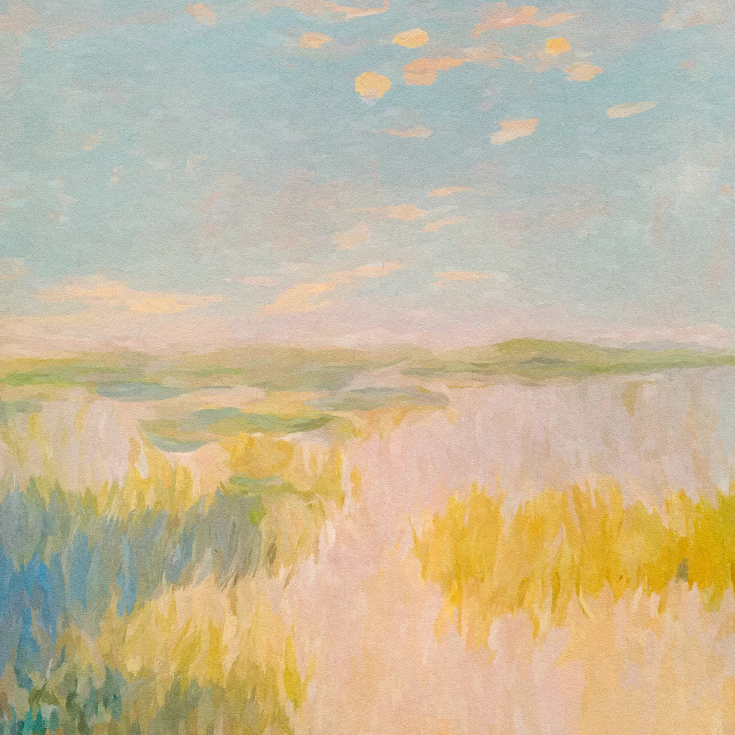 Impression #02

✤ ✤ ✤

In this second piece of my series, I dive deeper into the heart of my sun-drenched childhood memories, taking inspiration from Provence, a distinctive landscape that really molded my early experiences. This piece offers more than a mere impression of the maquis—it presents a distilled essence of childhood reminiscence, tinged with a touch of melancholy.

From the bird's eye perch of restanques once climbed, my eyes were drawn to these majestic landscapes, bleeding into an expanse of summer blue. It was more than a view—it was the echo of a child's glee, the taste of the sun, the rustle of thyme under small, exploring hands.

Yet the painting tells a story beyond mere landscape. These strokes and blended hues whisper tales of warm evenings, the laughter of kith and kin around long tables under a sky studded with stars, the aromatic scent of meals shared. It hums with the resonance of a time when life seemed an endless summer, when each sunset was a promise of another golden day. But nestled within the warmth is an undercurrent of wistful longing—a nod to the fleeting nature of such days, the inevitable march of time that transforms children into adults, summers into memories. The joyous conviviality of those summers now reside in the realm of the past, their echoes captured on this canvas, a reminder of the transience of youth.

This painting is yet another piece of a journey back to a time held dear, a heartfelt tribute to the unforgettable warmth of family, the unforgettable beauty of the South of France, and the bittersweet passage of time.

✤ ✤ ✤

About the IMPRESSION series

Some time ago, i have started working on a new painting series that extends the art style and philosophy i've started exploring in my HER collection. Each painting is inspired by what I’d call an impression: an abstract memory from my own head that was shaped by time and imagination.

These animated paintings seek to explore the relationship between memories, imagination, explore the ever-changing nature of it and the way our brains interpret and beautify them.

At the heart of the "Impressions" concept is the idea that our memories are never entirely accurate or complete. Instead, they are fleeting impressions that we piece together in our minds, often embellishing or altering them in the process.

By animating paintings, i can explore this concept in a new and innovative way, using movement and sound to evoke the fluid and ever-changing nature of our memories. It allows me to delve into the complexities of our own minds and the way we interpret and beautify our memories.

Our memories are fleeting and imperfect, but they form the basis of our experiences and our understanding of the world. Through the use of digital animation, i'm able to breathe new life into my memories and relive them in a way that is more immersive and engaging than ever before. This is not simply a matter of nostalgia or sentimentality; it is an attempt to capture something essential about the human experience.

At the same time, i recognize that the use of technology in art raises important questions about the nature and value of art itself. If a painting is animated, is it still a painting, or does it become something else entirely? How does the use of technology affect the artist's creative process, and what does it mean for the viewer's experience of the artwork?

I am mindful of these questions and strive to create work that is authentic and true to my artistic vision. I believe that the “Impressions” series strikes a delicate balance between tradition and innovation, between the old and the new. This has been the essence of my work from the beginning: questioning our relationship with the time that passes.

In many ways, the "Impressions" concept challenges traditional notions of what art is and can be. It blurs the line between different mediums and encourages us to think more deeply about the nature of memory, imagination, and the way we experience the world around us.

Whether you view "Impressions" as a bold new direction in art or a mere curiosity, it has opened up exciting new possibilities for me as an artist and i hope for you too as a viewer.

The decision to incorporate a specific piano piece into the series was an essential part of my artistic process. As an artist, I often find that my creativity flows more freely when I am in a specific state of mind. The use of a meditative and wide piano piece in conjunction with the paintings provides me with a creative anchor that allows me to tap into a particular state of mind and access my memories in a more profound way. The repetitive and calming nature of the piano piece can help me enter a flow state, where i am more fully present in the moment and able to connect with my memories on a deeper level.

One of the fascinating aspects of using a single piano piece across the entire series is the complex relationship between the music and the visual art. As I paint each memory, the music serves as a soundtrack to the experience, bringing out different emotions and sensations that may not be immediately apparent from the image alone. At the same time, the paintings also influence the music, creating a feedback loop of sorts that elevates both art forms.

Of course, using a single piece of music for an entire series of paintings is not without its challenges. Each painting must be able to stand on its own while also being part of a larger, cohesive whole. This requires a delicate balance between unity and variation, with each painting serving as a unique expression of a specific memory while also contributing to a larger emotional and aesthetic narrative.

Ultimately, the “Impressions” series is not just about exploring the complexities of memory and imagination; it is about pushing the boundaries of what art can be. It is about challenging traditional notions of medium and form and creating work that is both visually stunning and emotionally resonant. It is about capturing something essential about the human experience and sharing it with the world. I invite you to join me on this journey of exploration and discovery, and to experience the magic of “Impressions” for yourself.

✤ ✤ ✤

Artwork & music composition by Mannay (2023)