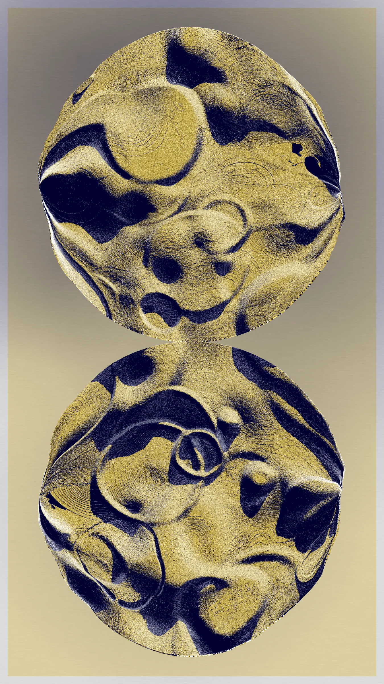 "Discover a world beyond our own with the Petrography Case." This artwork invites viewers to explore a plaster relief contained within, reminiscent of the rugged surface of the moon. The intricate texture and details of the relief draw the viewer in on a journey of discovery. The Petrography Case serves as a window into a world of imagination, a testament to the power of art to transport us to new and exciting places. Come and see what secrets the Petrography Case holds..