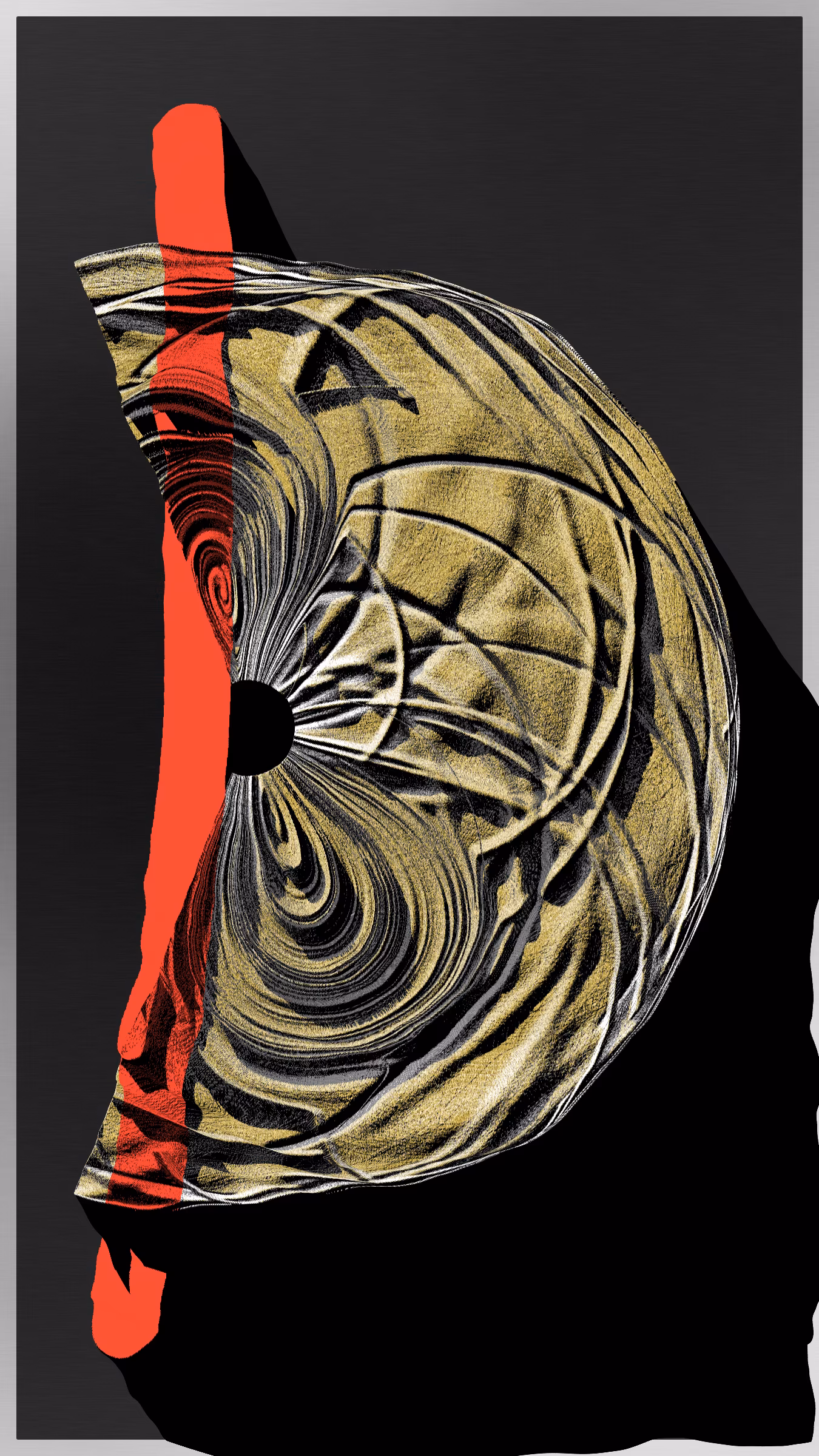 "Discover a world beyond our own with the Petrography Case." This artwork invites viewers to explore a plaster relief contained within, reminiscent of the rugged surface of the moon. The intricate texture and details of the relief draw the viewer in on a journey of discovery. The Petrography Case serves as a window into a world of imagination, a testament to the power of art to transport us to new and exciting places. Come and see what secrets the Petrography Case holds..