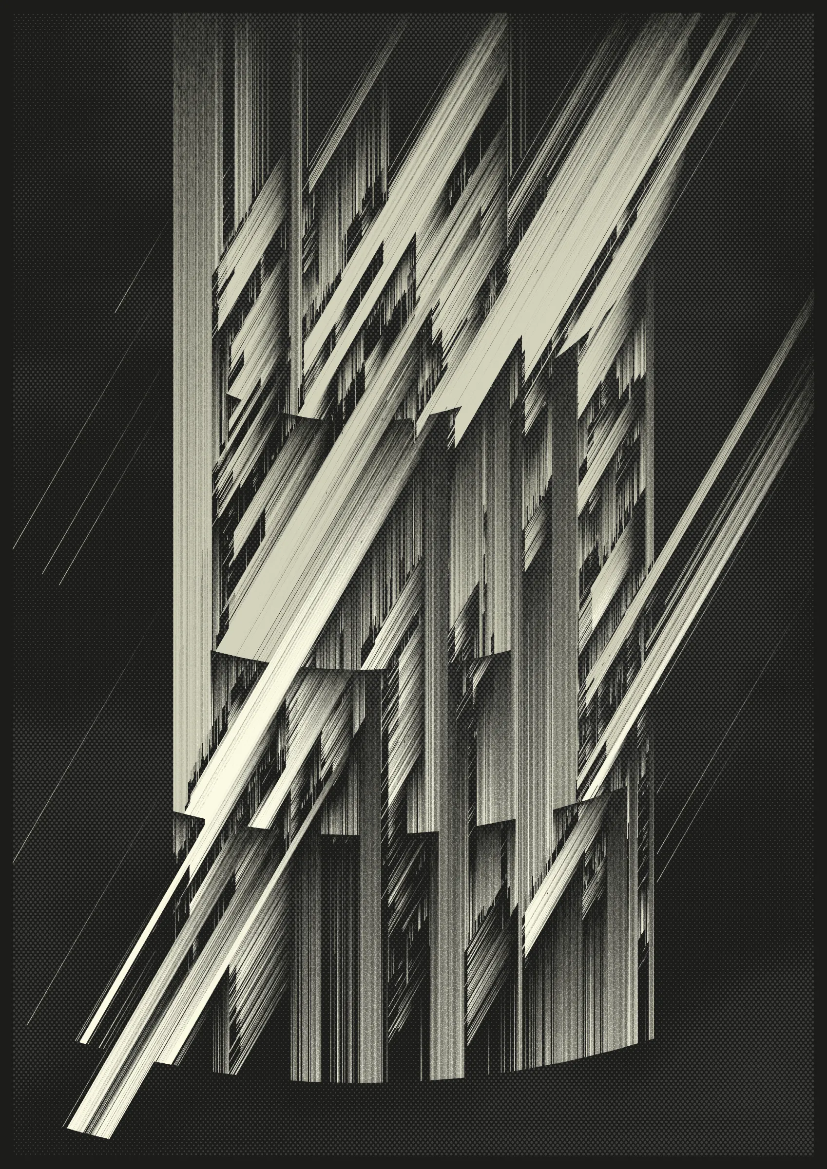 This generative algorithm explores the geometric theme of non-intersecting line segments. In short: no two lines in this design are allowed to cross each other. By incorporating various boundaries and shapes, constraining line angles, adjusting line density and applying several other techniques, a wide range of intricate compositions is produced.

The inability to truly connect can be interpreted as a metaphor for modern day life where we are flooded with digital means of communication but often struggle or fail to connect on a deeper, interpersonal level. This project thus reflects on the paradoxical nature of our increasingly interconnected yet isolated existence.

Using the keys numbered 1 to 4, you can export high-resolution files in sizes from A1 to A4 for printing at 300 dpi.  Please be patient while the exports render. The success of the export may depend on your hardware configuration. If larger sizes fail to render, try exporting smaller sizes.