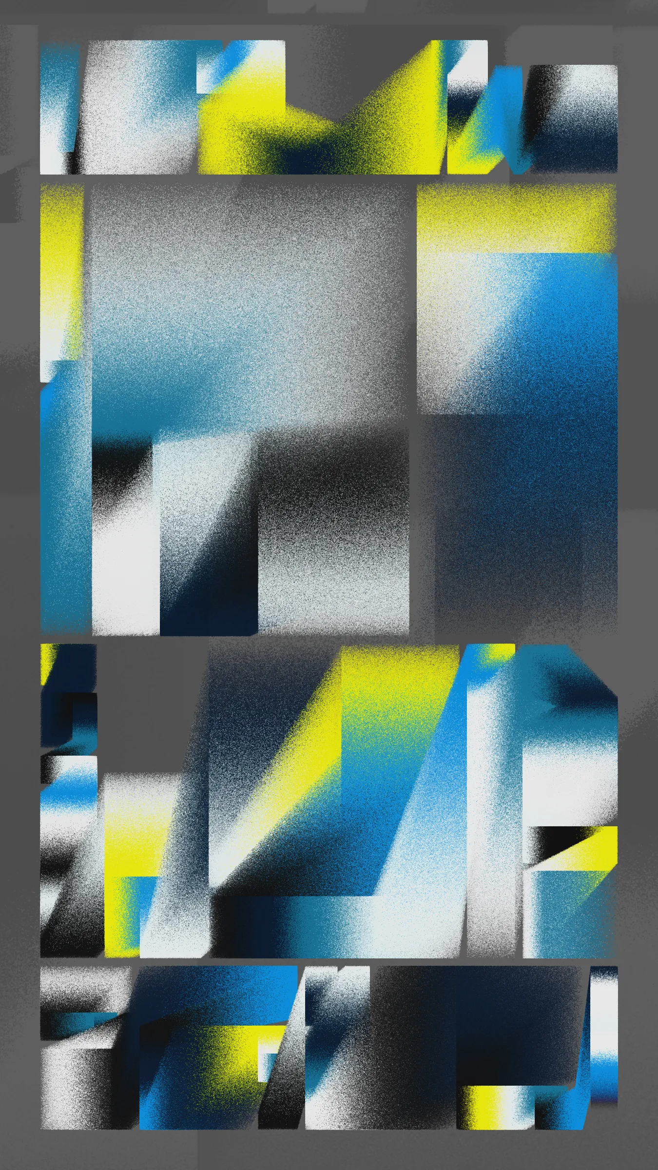 I am constantly drawn to the rough, spray-painted concrete walls of my city, and I wanted to capture that sense of life and movement in Concrete Letters. This series is an ode to the aesthetics of graffiti and the beauty of architecture, a collection of digital artworks that evoke the energy and movement inherent in the urban landscape. As the pieces unfold, the vibrancy and movement captured in each line, curve, and cut develops a kind of calligraphy, inspiring us to see the world around us in a new light. This series is a window into the cityscape, highlighting the beauty that surrounds us, if only we take the time to look.