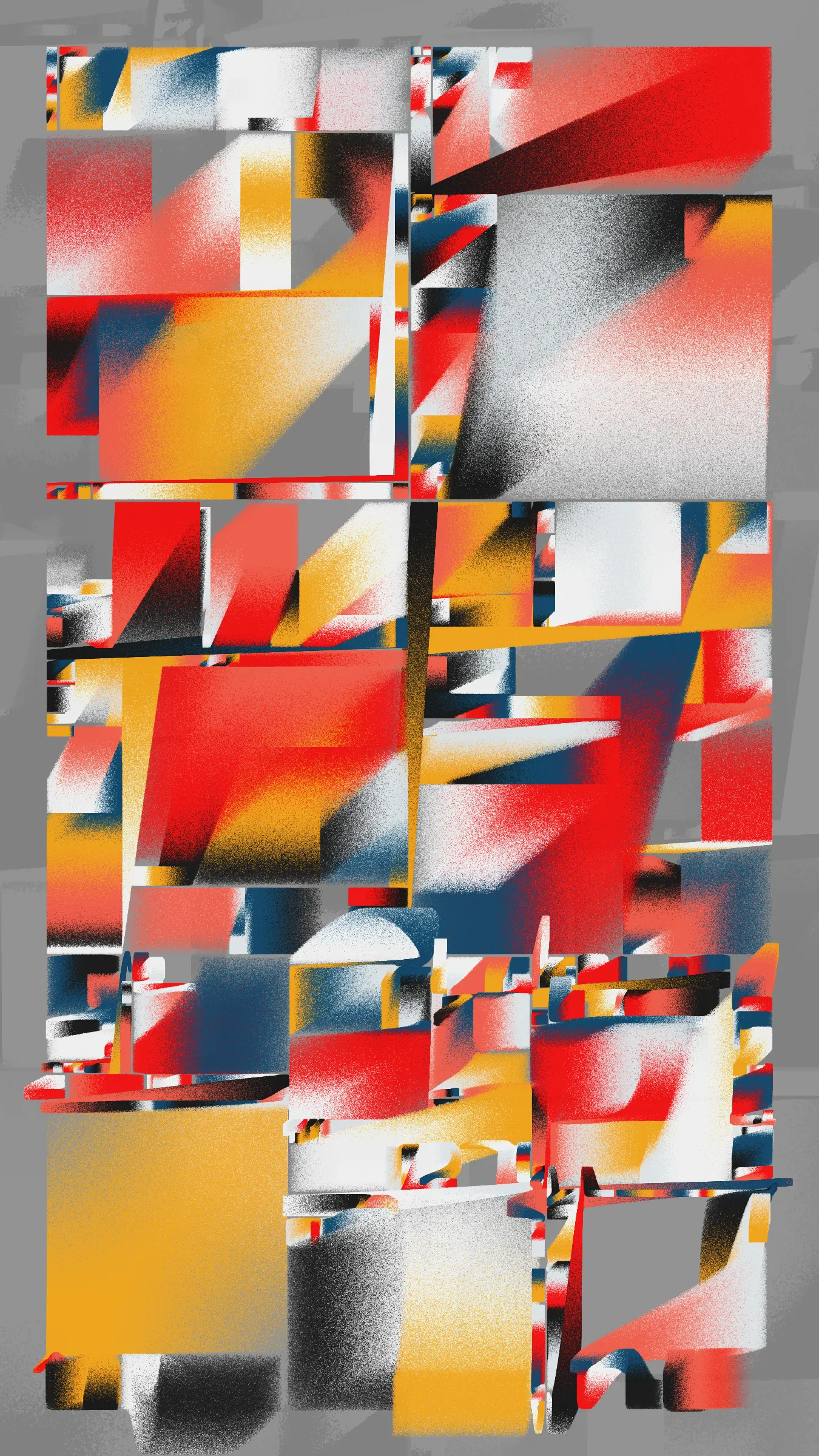 I am constantly drawn to the rough, spray-painted concrete walls of my city, and I wanted to capture that sense of life and movement in Concrete Letters. This series is an ode to the aesthetics of graffiti and the beauty of architecture, a collection of digital artworks that evoke the energy and movement inherent in the urban landscape. As the pieces unfold, the vibrancy and movement captured in each line, curve, and cut develops a kind of calligraphy, inspiring us to see the world around us in a new light. This series is a window into the cityscape, highlighting the beauty that surrounds us, if only we take the time to look.