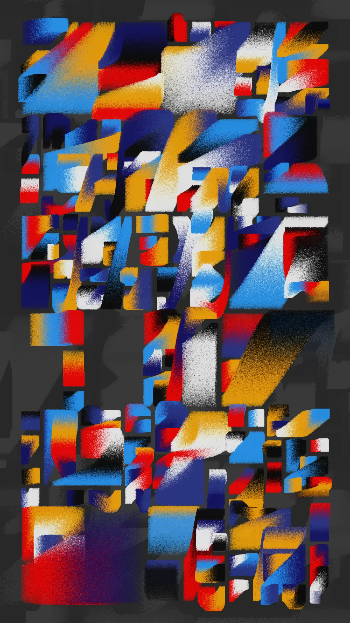 I am constantly drawn to the rough, spray-painted concrete walls of my city, and I wanted to capture that sense of life and movement in Concrete Letters. This series is an ode to the aesthetics of graffiti and the beauty of architecture, a collection of digital artworks that evoke the energy and movement inherent in the urban landscape. As the pieces unfold, the vibrancy and movement captured in each line, curve, and cut develops a kind of calligraphy, inspiring us to see the world around us in a new light. This series is a window into the cityscape, highlighting the beauty that surrounds us, if only we take the time to look.
