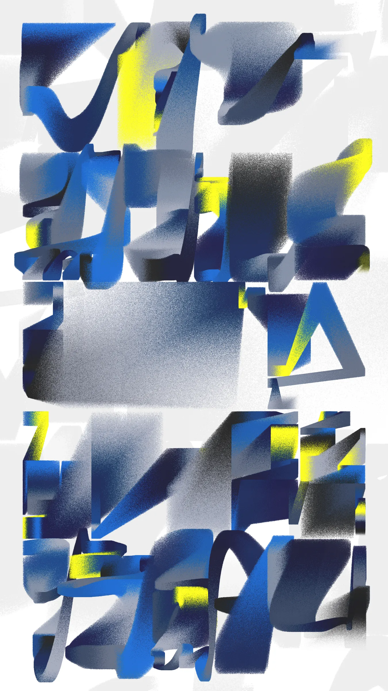 I am constantly drawn to the rough, spray-painted concrete walls of my city, and I wanted to capture that sense of life and movement in Concrete Letters. This series is an ode to the aesthetics of graffiti and the beauty of architecture, a collection of digital artworks that evoke the energy and movement inherent in the urban landscape. As the pieces unfold, the vibrancy and movement captured in each line, curve, and cut develops a kind of calligraphy, inspiring us to see the world around us in a new light. This series is a window into the cityscape, highlighting the beauty that surrounds us, if only we take the time to look.