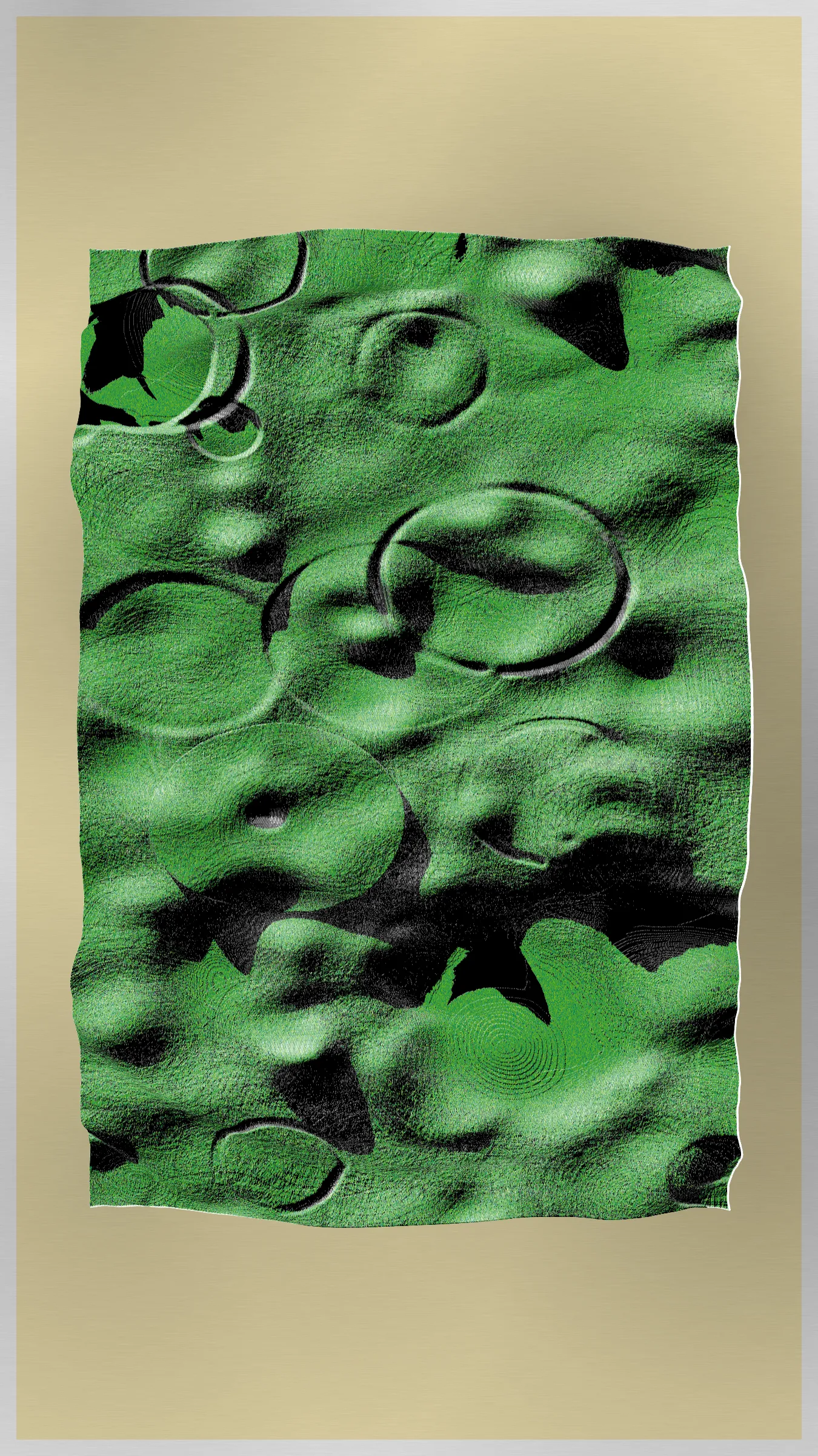 "Discover a world beyond our own with the Petrography Case." This artwork invites viewers to explore a plaster relief contained within, reminiscent of the rugged surface of the moon. The intricate texture and details of the relief draw the viewer in on a journey of discovery. The Petrography Case serves as a window into a world of imagination, a testament to the power of art to transport us to new and exciting places. Come and see what secrets the Petrography Case holds..