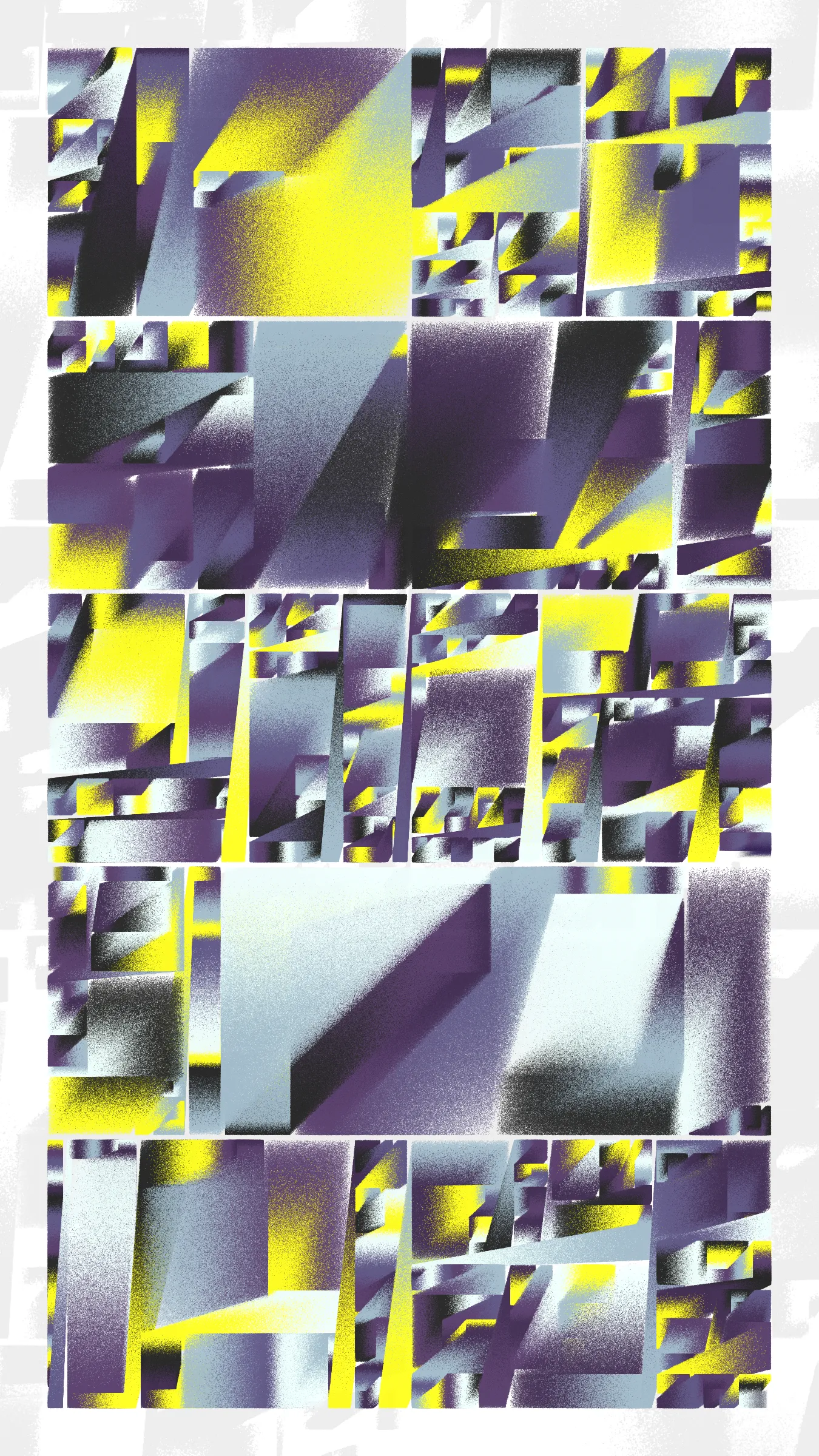 I am constantly drawn to the rough, spray-painted concrete walls of my city, and I wanted to capture that sense of life and movement in Concrete Letters. This series is an ode to the aesthetics of graffiti and the beauty of architecture, a collection of digital artworks that evoke the energy and movement inherent in the urban landscape. As the pieces unfold, the vibrancy and movement captured in each line, curve, and cut develops a kind of calligraphy, inspiring us to see the world around us in a new light. This series is a window into the cityscape, highlighting the beauty that surrounds us, if only we take the time to look.