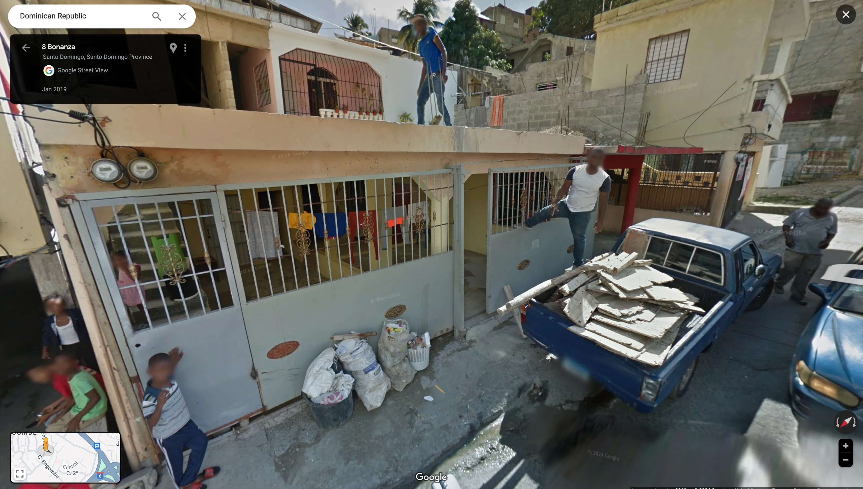 former prospects maybe,  
blue jeans, blue truck, demolition and recycled cement bags.  
january 2019
the onlookers are now more grown.  

- jacob 