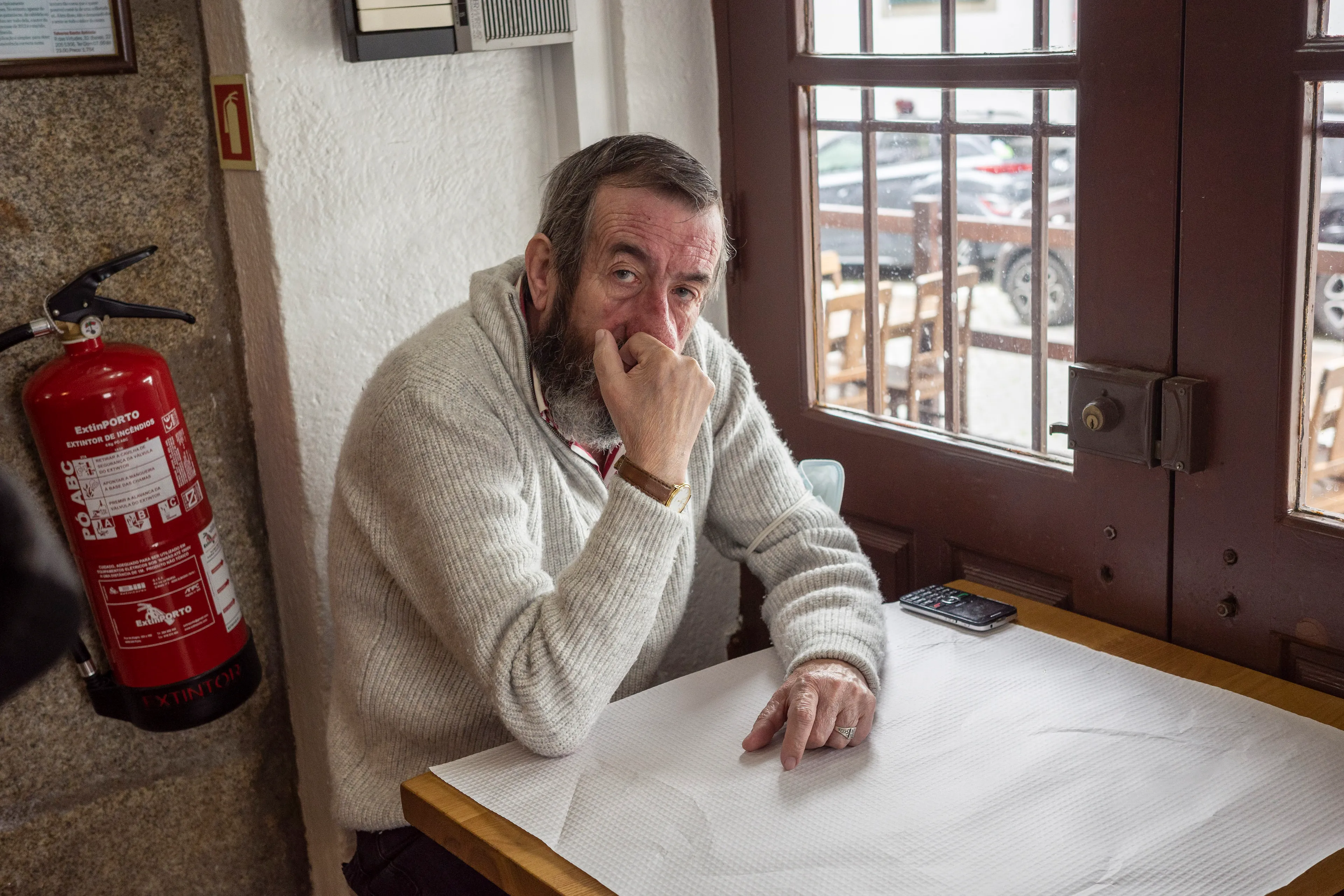 Drunk man at table