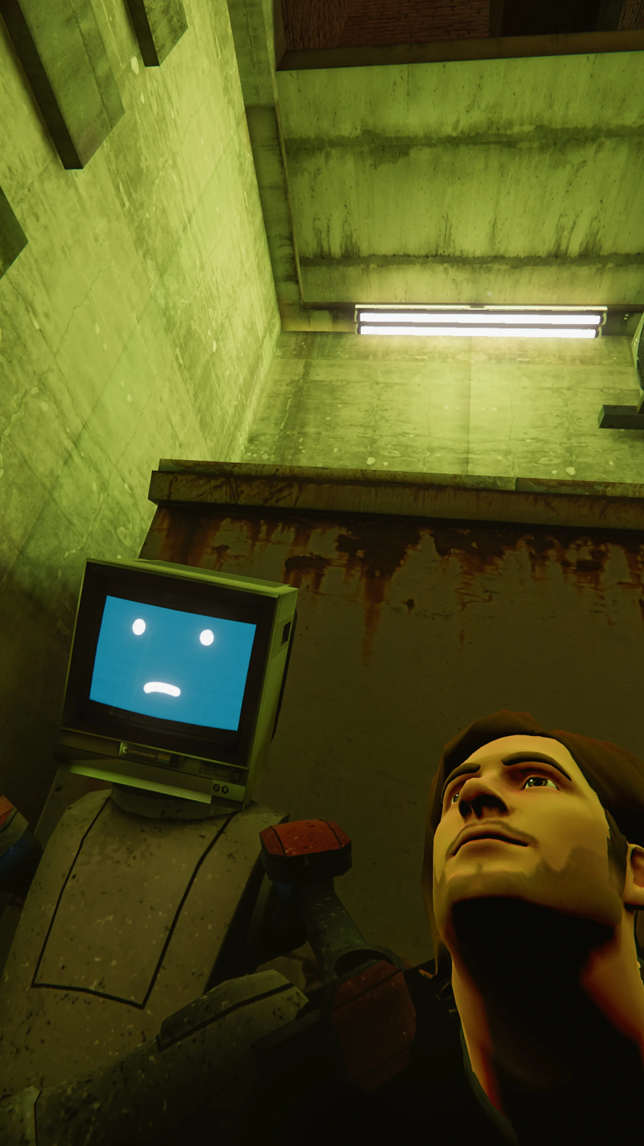 Self-portrait with a homeless robot in the streets of District Roboto, in VRChat.  World built by Fins.  This project began with an assignment for National Geographic magazine documenting the metaverse and grew into many additional projects including this 100 self-portraits series, all made using an in world camera.