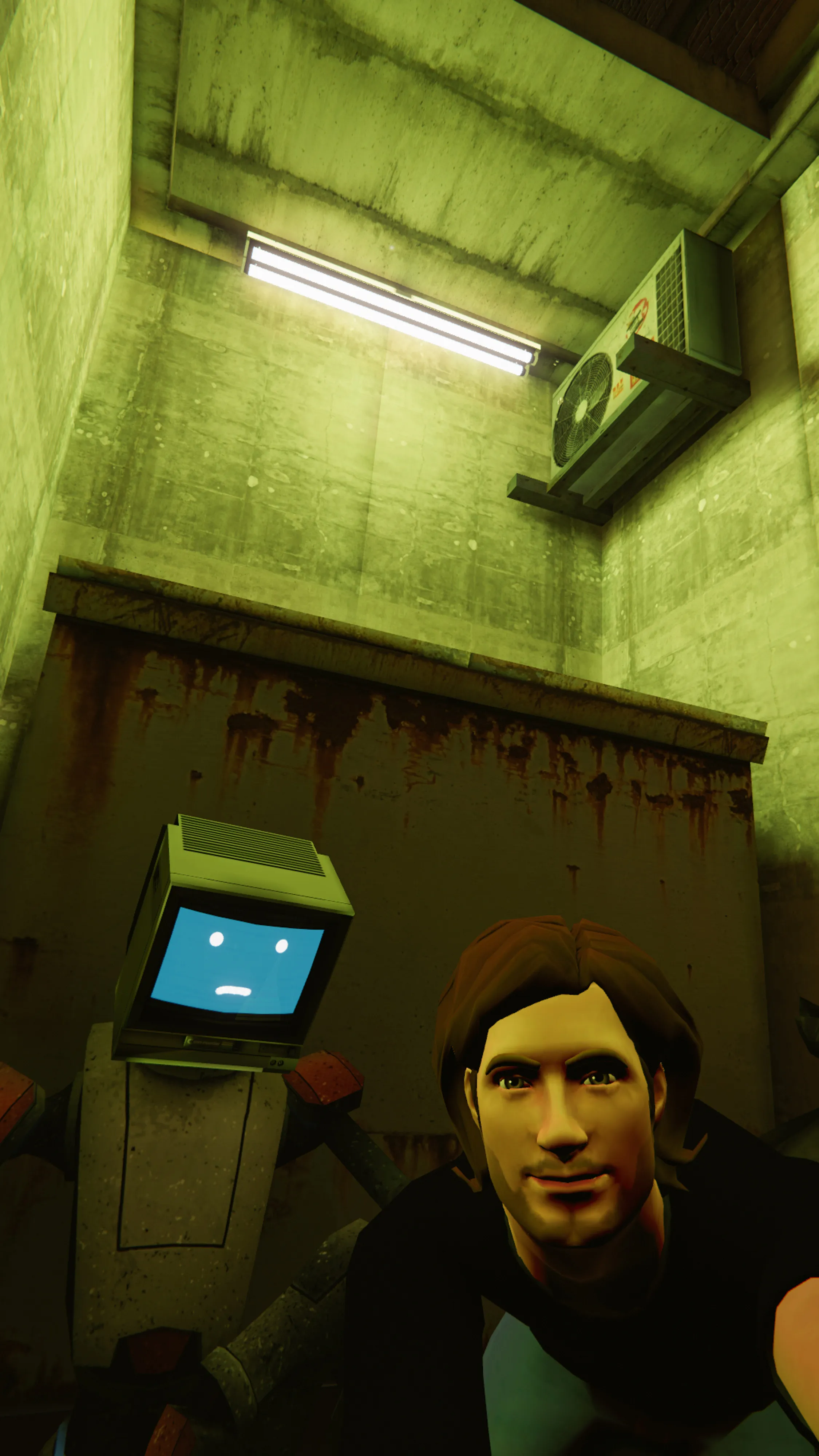 Self-portrait with a homless robot in the streets of District Roboto, in VRChat.  World built by Fins.  This project began with an assignment for National Geographic magazine documenting the metaverse and grew into many additional projects including this 100 self-portraits series, all made using an in world camera.