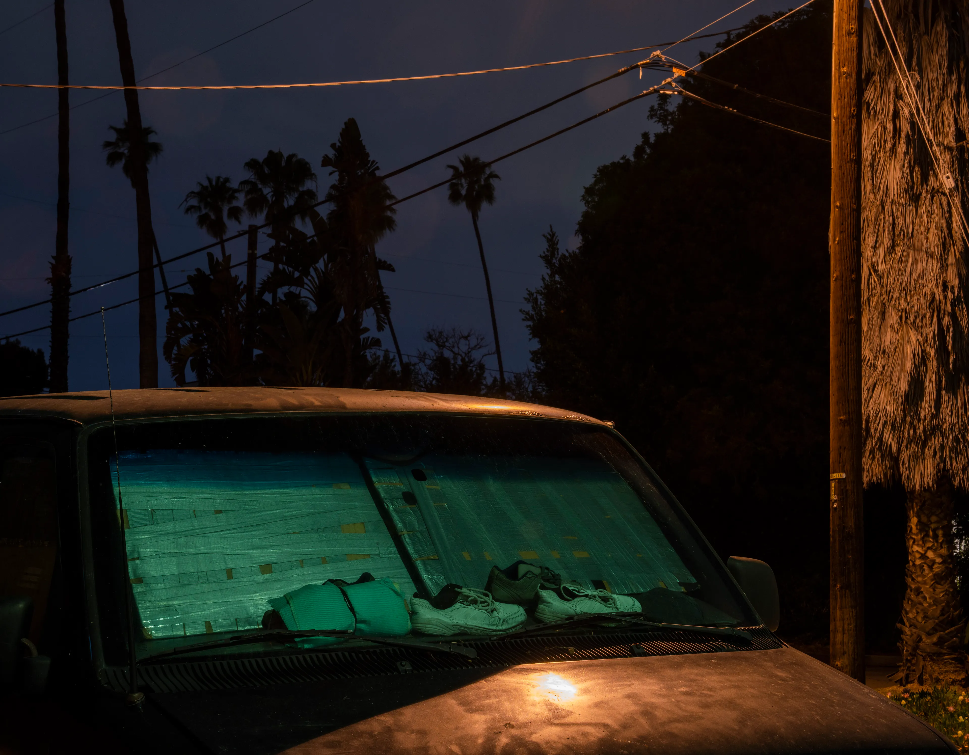 Echoing The World Today's homage to the Mid-20th Century, this collection draws inspiration from "The Pedestrian," a story by Ray Bradbury about a man who wanders city streets alone at night.

Photographing in a different Los Angeles neighborhood each night, people were often skeptical of my presence, drawing a parallel to experiences Bradbury had during his own nocturnal walks in Beverly Hills, which inspired him to write his story seventy-plus years ago.

One night, I decided to bring along Galaxy, my fawn-colored pug, and my presence became more innocuous. He unknowingly became instrumental in finding that unique quietness found only in L.A.'s lonely, dark corners.