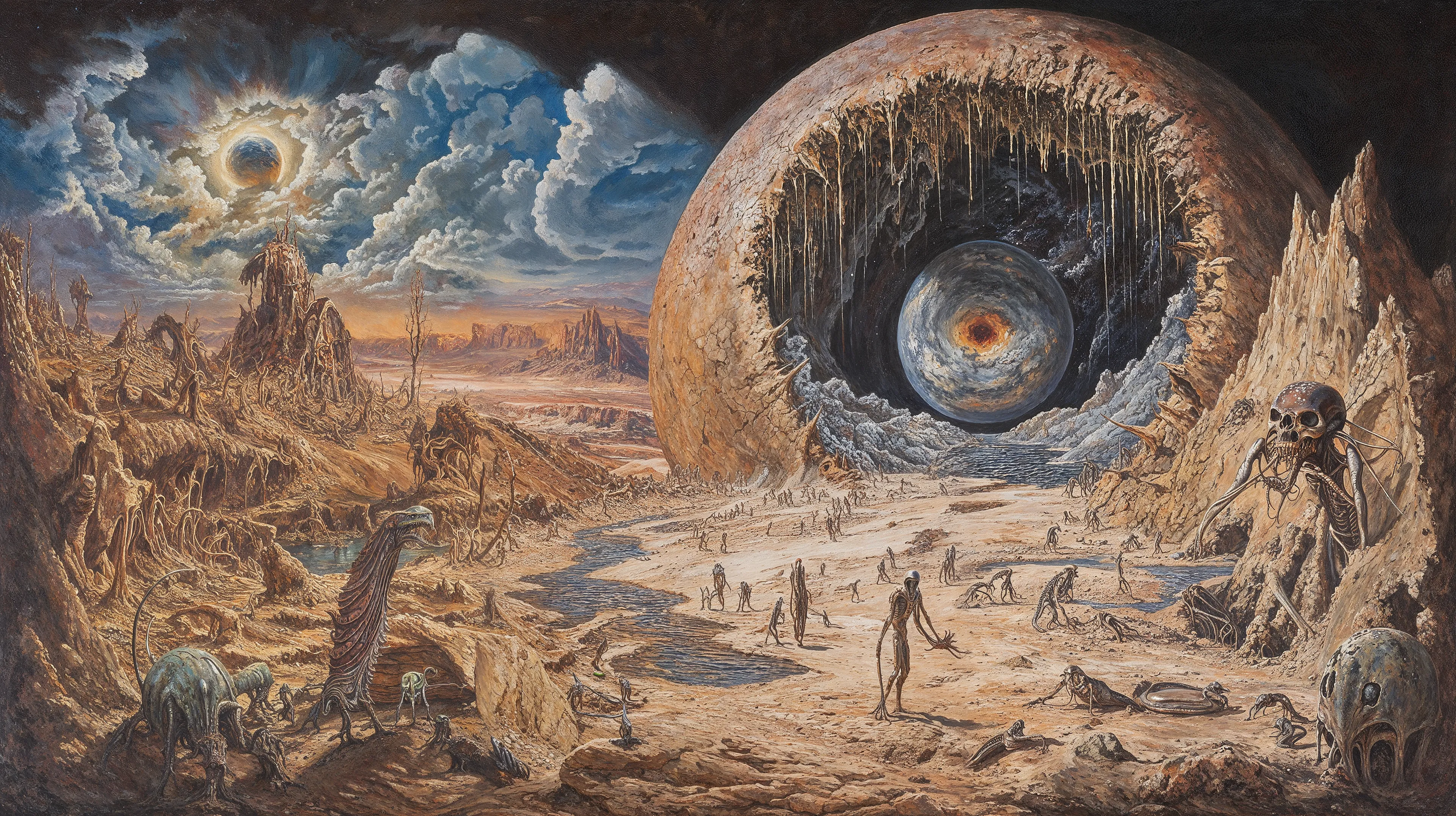 This series was created by DOKU, through meditative simulations in a virtual void. Rooted in the structural system of the Bhavacakra (Wheel of Life), the 24 unique digital works visualize two karmic directions in samsara: the ascending white path (śukla-mārga) and the descending black path (kṛṣṇa-mārga). These dual karmic streams emerge from the wheel’s center, guiding beings through cyclic existence. DOKU enters observation, not judgment—witnessing how karma arises from mind, appears as solid, yet remains empty in essence. The 24 works reflect the 24-hour cycle—not as timekeeping, but as the ceaseless rhythm of thought, craving, fear, and becoming. Karma forms not only through action, but through the subtlest turn of mind. Each piece is a fragment of karmic motion, glimpsed in meditative stillness—a flicker of becoming within illusion. All appearance is movement within emptiness. Karma is the mind tracing itself. To see is to enter. To intend is already to turn.