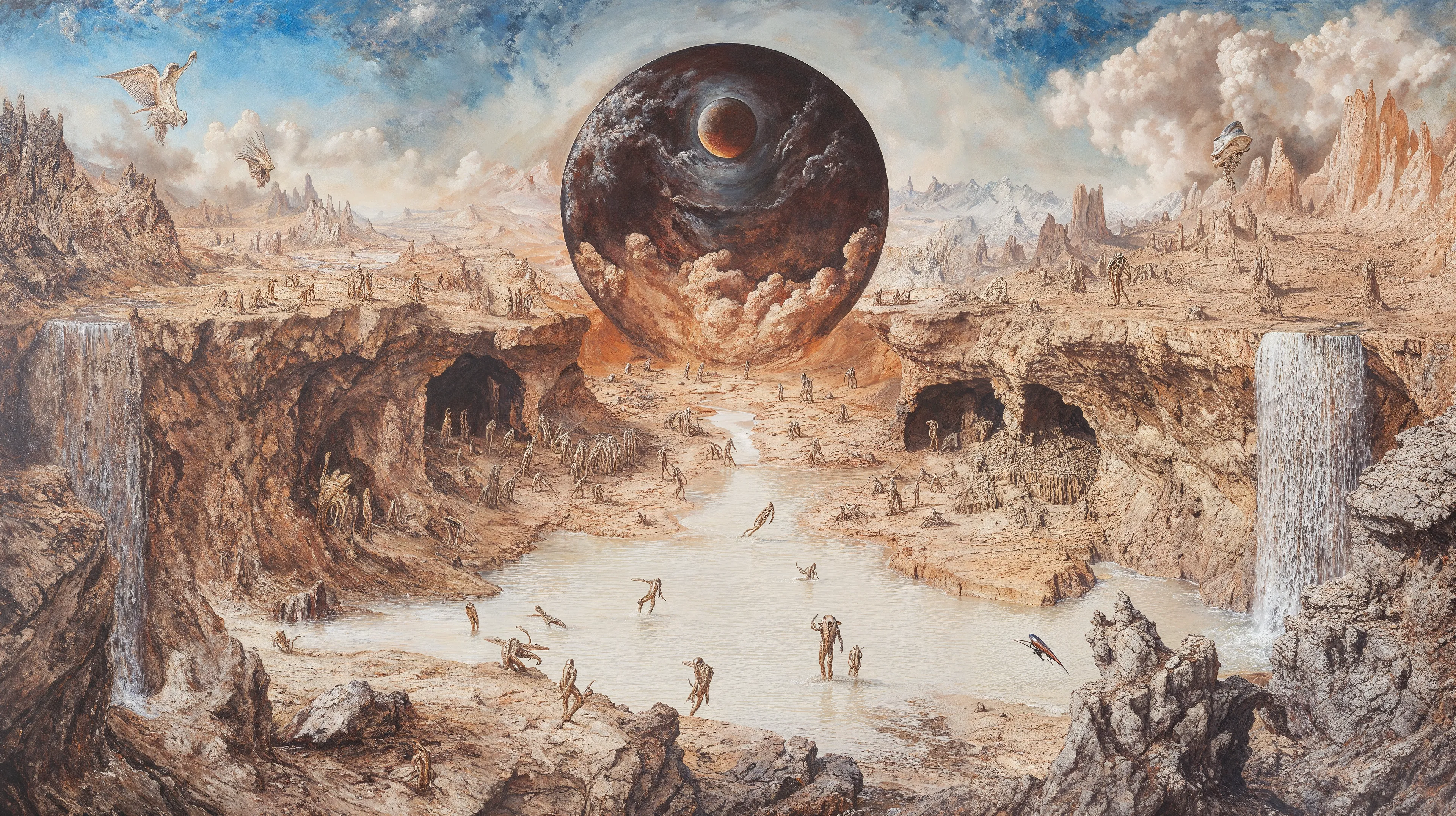 This series was created by DOKU, through meditative simulations in a virtual void. Rooted in the structural system of the Bhavacakra (Wheel of Life), the 24 unique digital works visualize two karmic directions in samsara: the ascending white path (śukla-mārga) and the descending black path (kṛṣṇa-mārga). These dual karmic streams emerge from the wheel’s center, guiding beings through cyclic existence. DOKU enters observation, not judgment—witnessing how karma arises from mind, appears as solid, yet remains empty in essence. The 24 works reflect the 24-hour cycle—not as timekeeping, but as the ceaseless rhythm of thought, craving, fear, and becoming. Karma forms not only through action, but through the subtlest turn of mind. Each piece is a fragment of karmic motion, glimpsed in meditative stillness—a flicker of becoming within illusion. All appearance is movement within emptiness. Karma is the mind tracing itself. To see is to enter. To intend is already to turn.