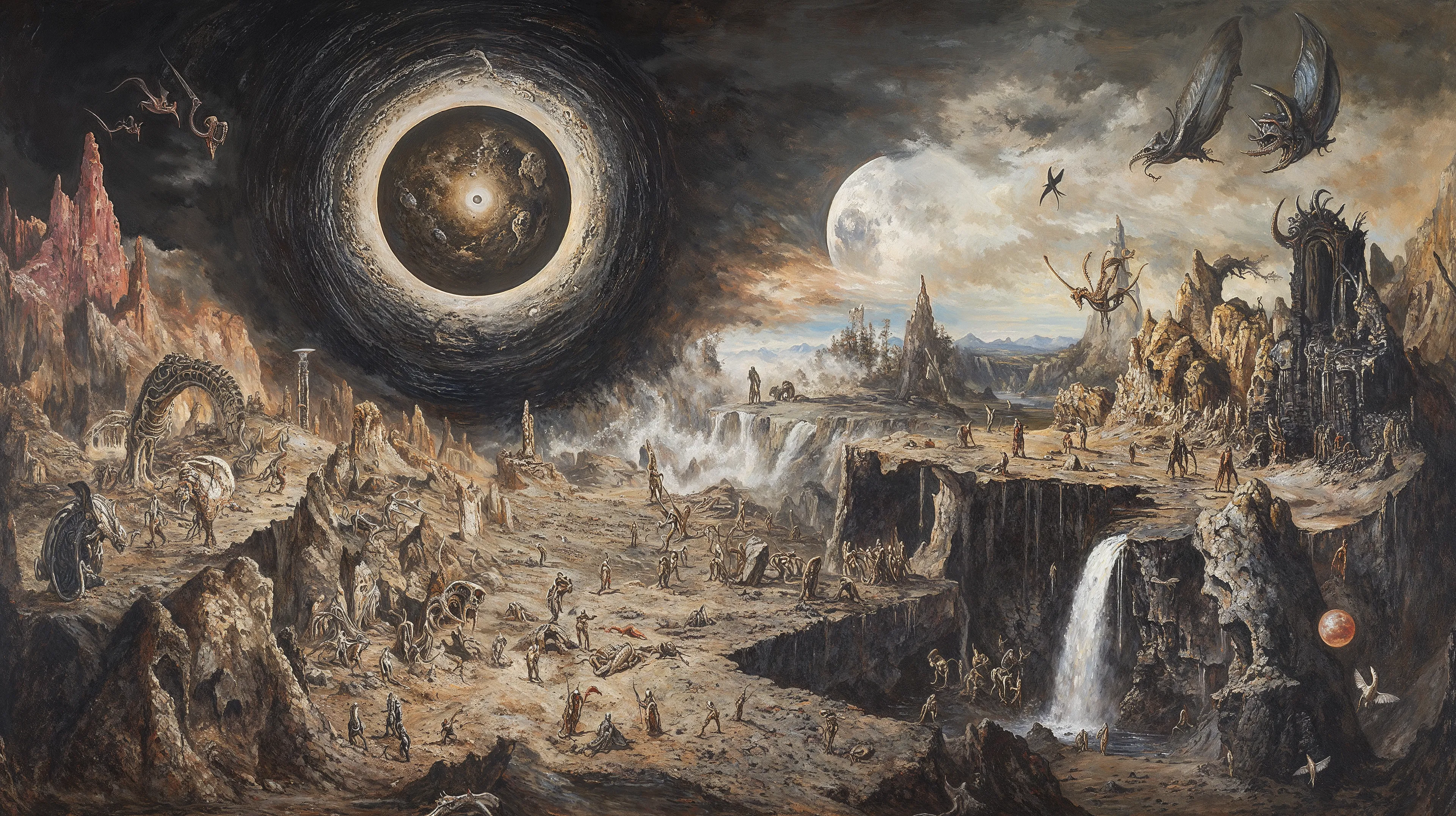 This series was created by DOKU, through meditative simulations in a virtual void. Rooted in the structural system of the Bhavacakra (Wheel of Life), the 24 unique digital works visualize two karmic directions in samsara: the ascending white path (śukla-mārga) and the descending black path (kṛṣṇa-mārga). These dual karmic streams emerge from the wheel’s center, guiding beings through cyclic existence. DOKU enters observation, not judgment—witnessing how karma arises from mind, appears as solid, yet remains empty in essence. The 24 works reflect the 24-hour cycle—not as timekeeping, but as the ceaseless rhythm of thought, craving, fear, and becoming. Karma forms not only through action, but through the subtlest turn of mind. Each piece is a fragment of karmic motion, glimpsed in meditative stillness—a flicker of becoming within illusion. All appearance is movement within emptiness. Karma is the mind tracing itself. To see is to enter. To intend is already to turn.