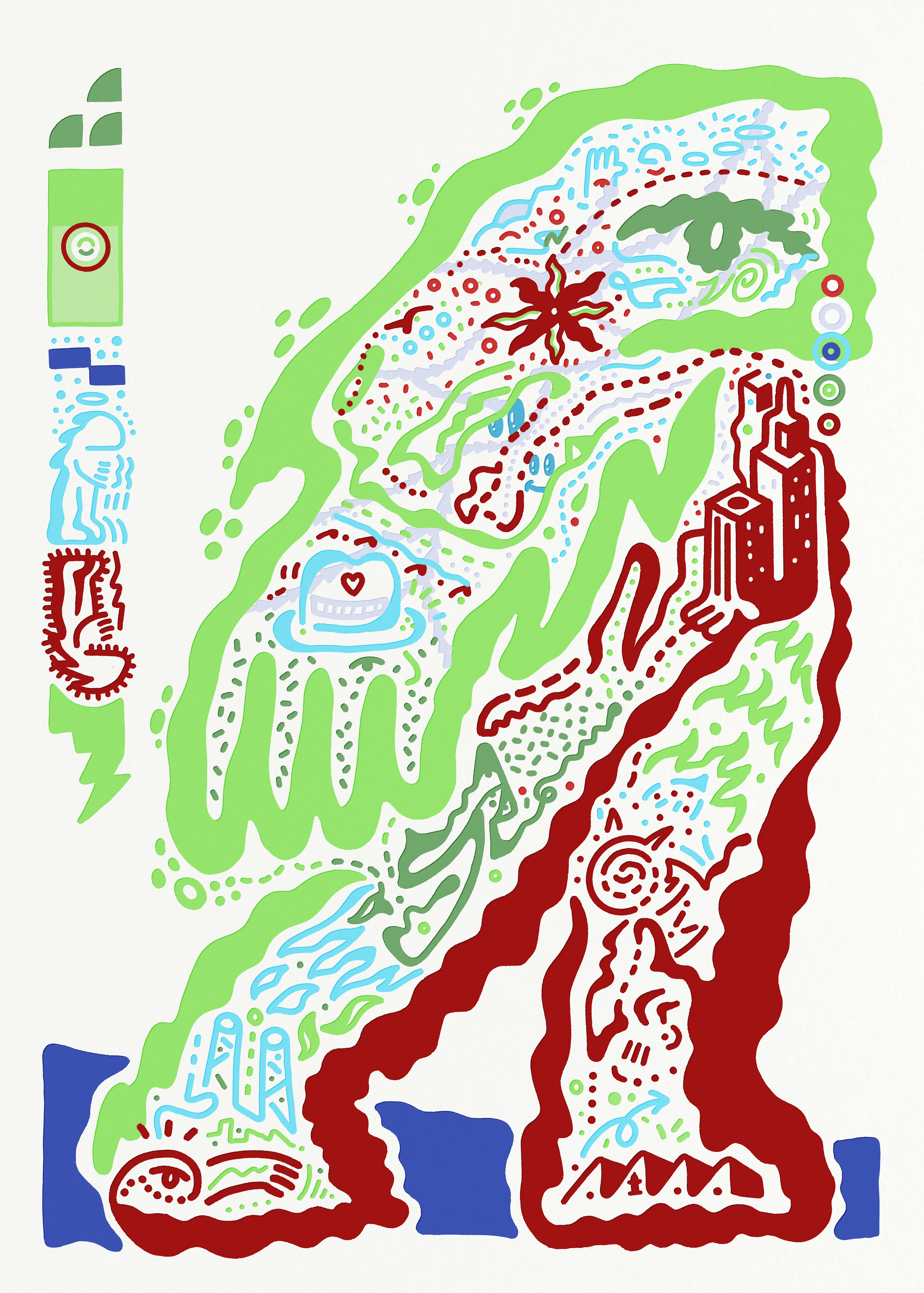 Forever finding order in disorder.

Efdot’s artwork + his Blob figures capture an abstract energy, an identity, a line flowing through our lives and our memories. This ongoing collection called “B Sides” is comprised of hidden gems from Efdot’s personal archive that weren't a part of any official series.

"Chaos Blob" came out of one of the very first sketches that led onto “Blob Cards” season 1. The artwork was originally started in 2021 and later refined in 2022.

This is an authentic artwork created by and copyright to artist Efdot.  
It was originally started in 2021 and later refined in 2022.

Edition of 11  
5000x7000px