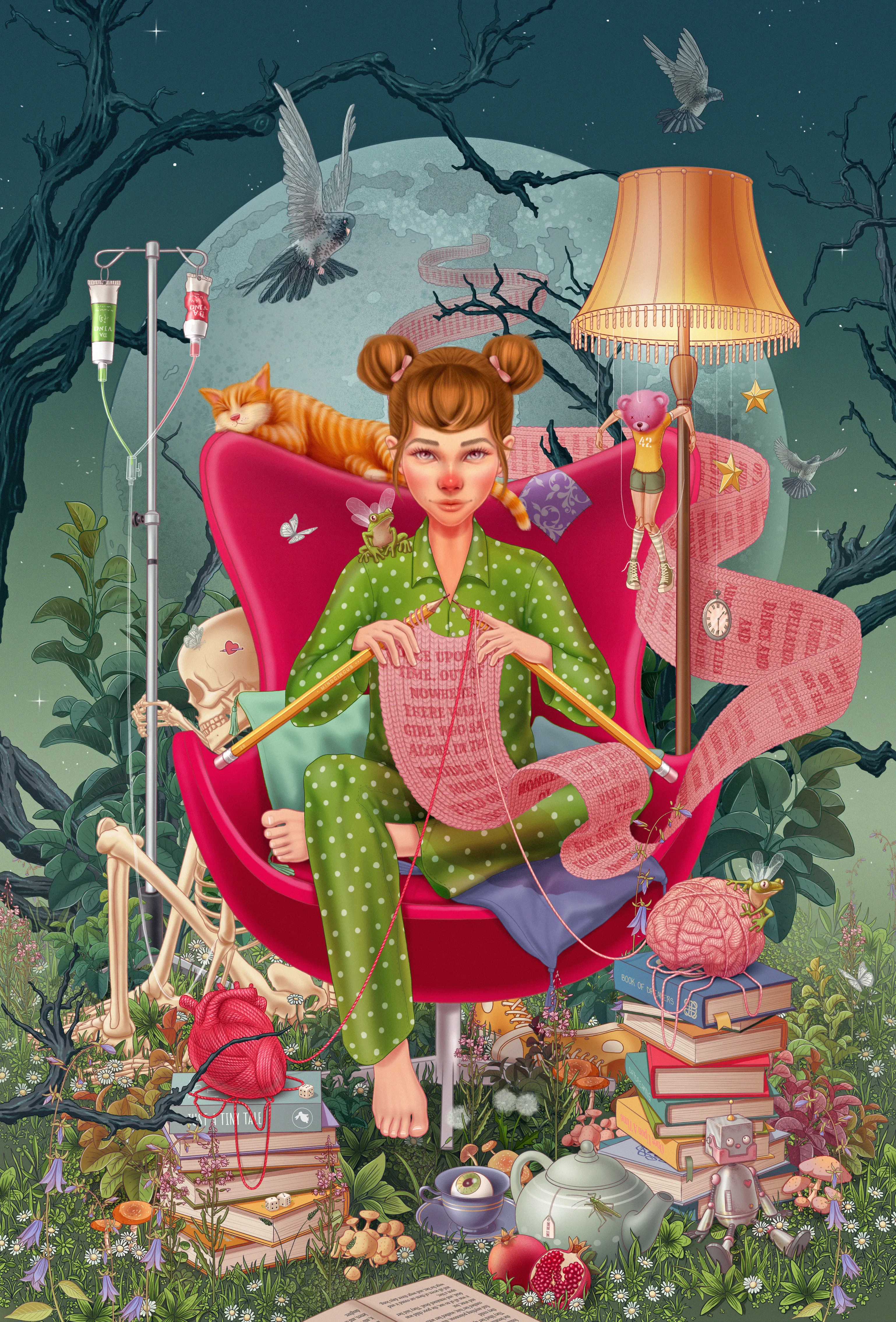 Once upon a time, out of nowhere, there was a girl who sat alone in the middle of a magical field on the edge of nowhere, surrounded only by the ghost of the past and the creatures she invented. She just told stories about dreams, desires and distant imagined worlds - maybe forever, but surely until the end of time.

3076x4537 px
300 dpi