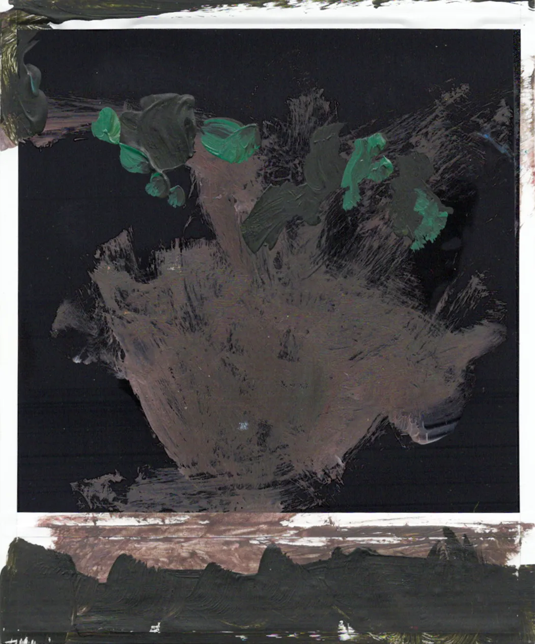 Mixed media on polaroid.