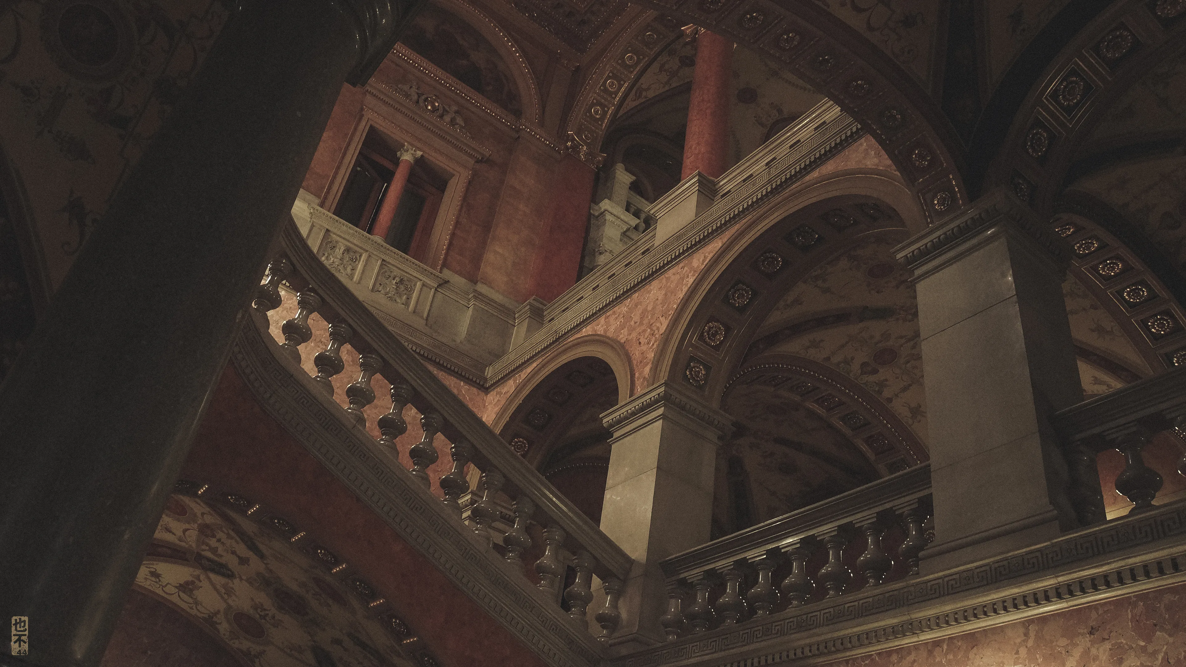 The Hungarian State Opera House is a neo-Renaissance opera house located in central Budapest.

The marble staircase is reminiscent of an Escher artwork.

Photo by Nor44_lab May 2015