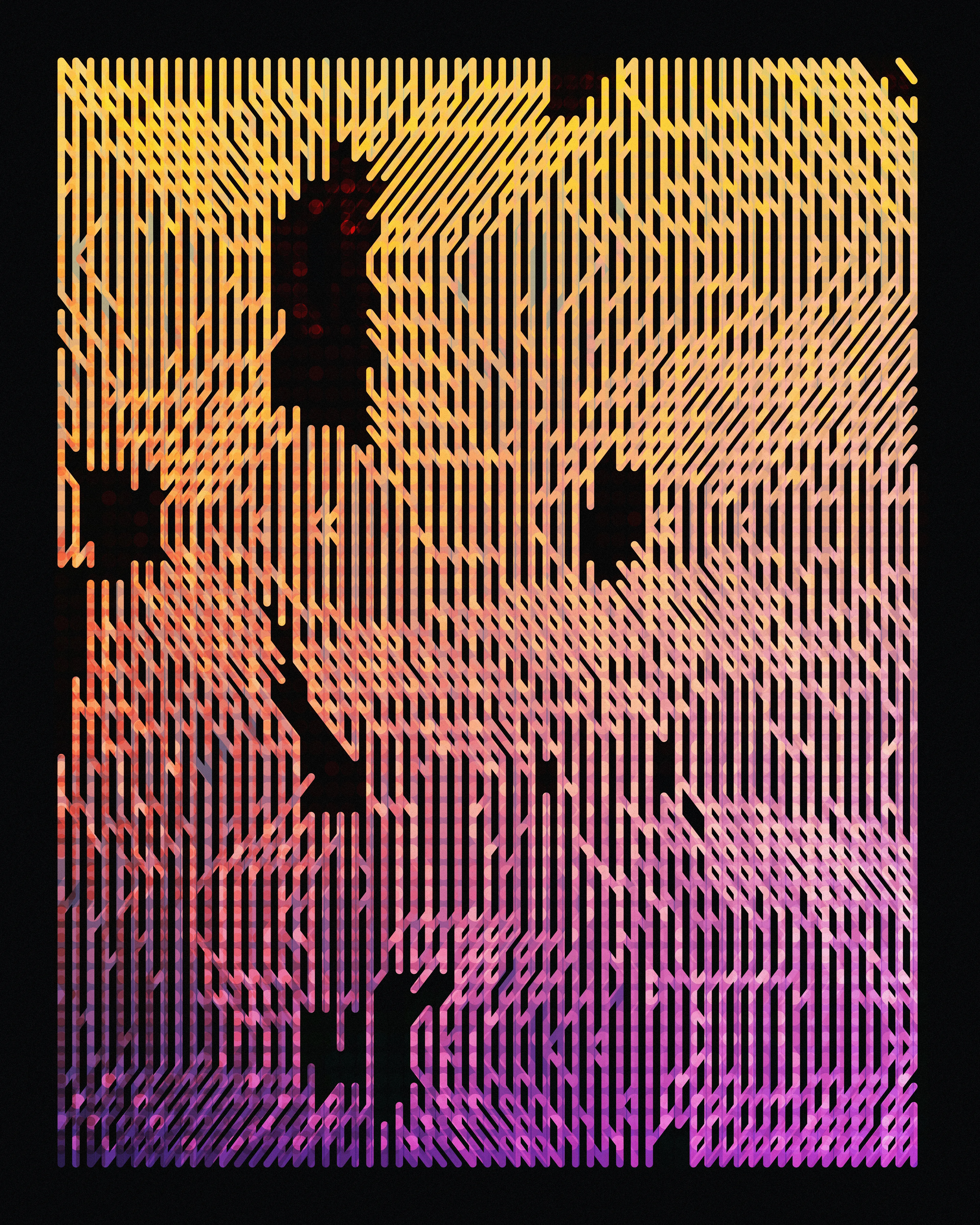 "Discrete Structure" is a generative abstract series.
The vertices in grid system are connected together via randomly generated paths.

Dimensions: 8000×10000
Year: 2021