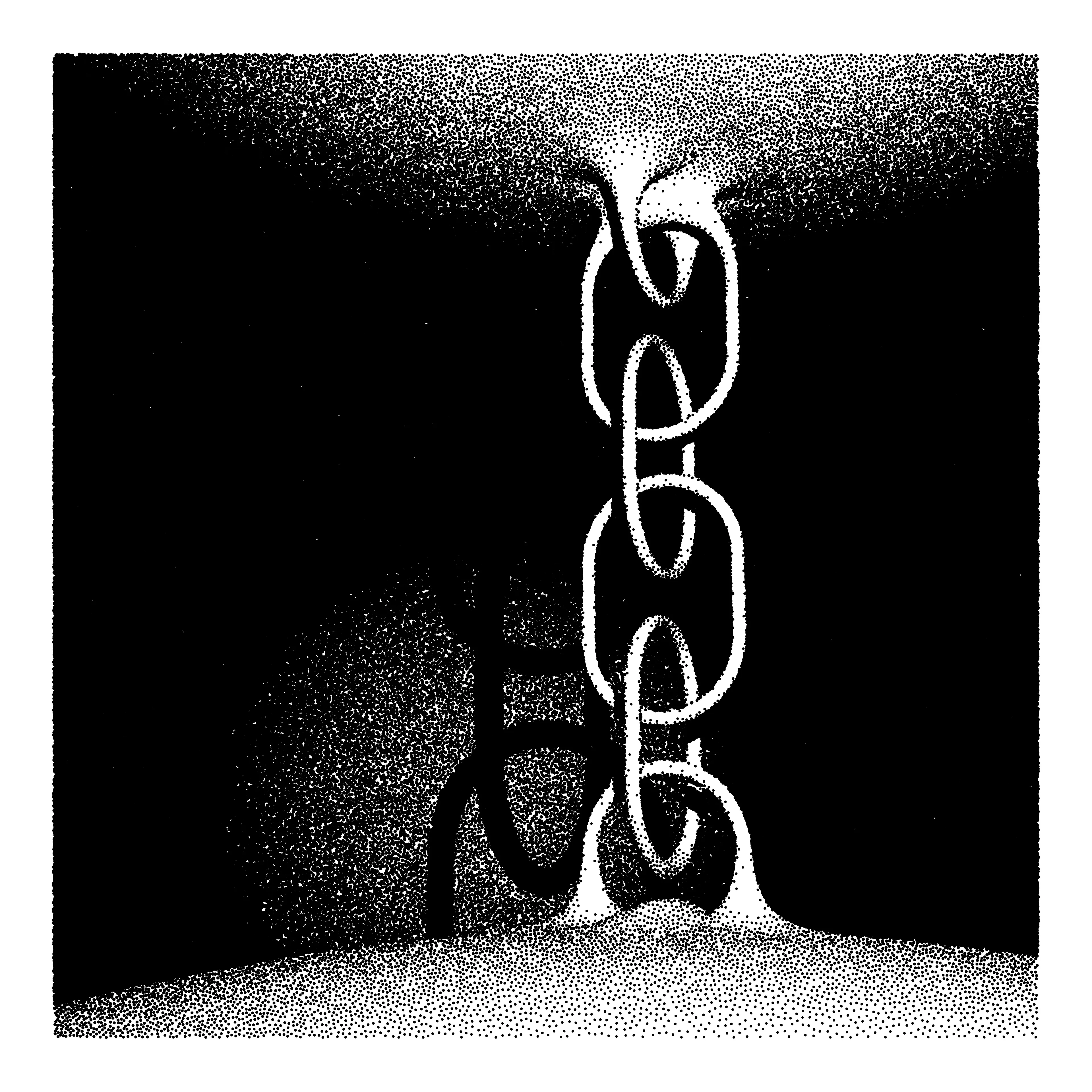 No Lines. Lost, mispurposed and askew. There are no lines, anywhere. Desolate scenery rendered using stippled raymarching. Early outputs from a program foundational to my rayhatching framework. Written entirely from scratch in JS without external libraries. PNG 9001x9001 pixels. Created in October 2020 by Piter Pasma.