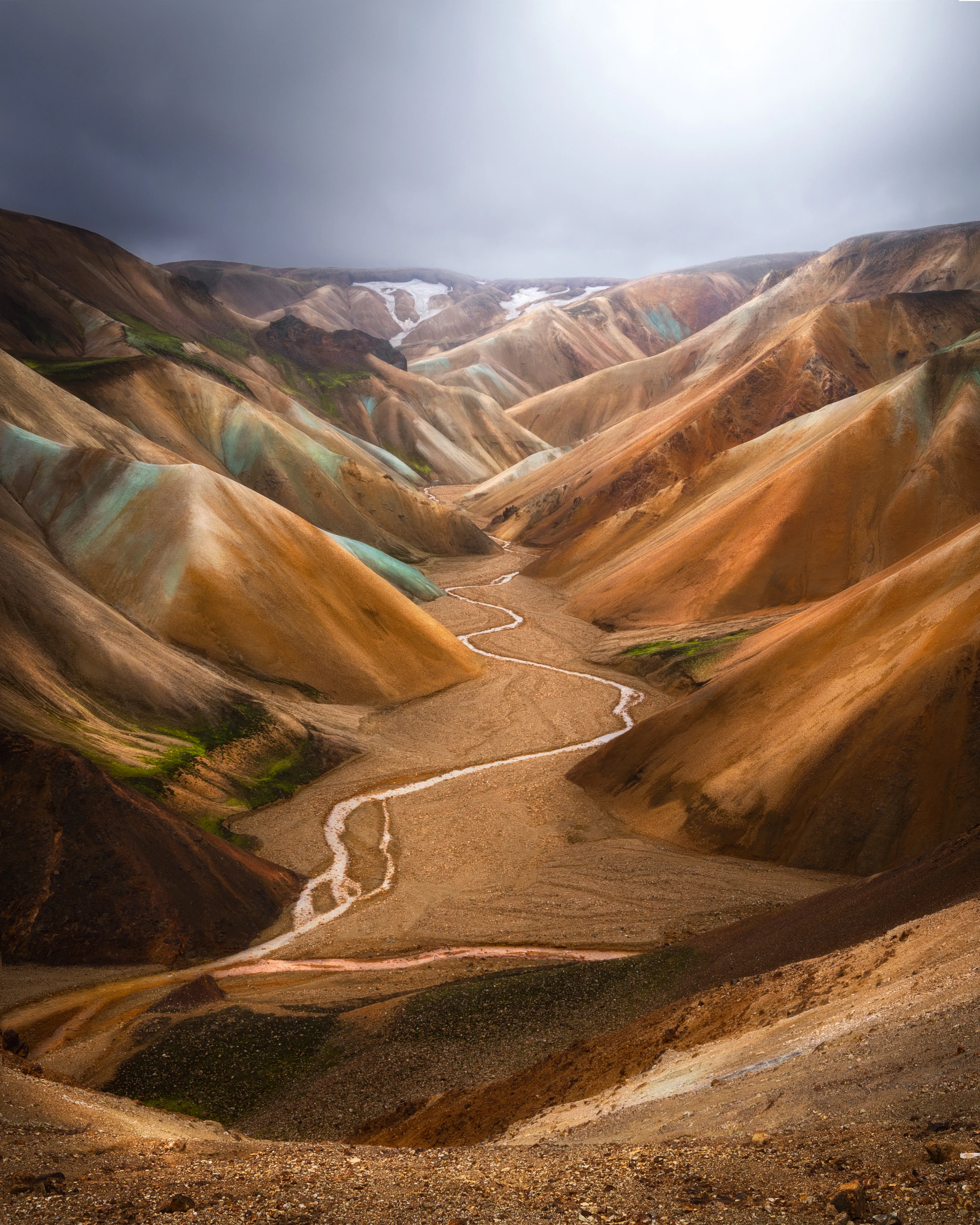 This piece was born from one of my favorite hikes in Iceland, and once I laid my eyes on this valley I knew it was something I needed to capture during my amazing time in the Highlands. It was hard to believe how vibrant the colors of this unique landscape really were! I truly think it would be hard to take a bad picture of the Highlands, as it is (in my opinion) one of the most photogenic places on Earth. 
