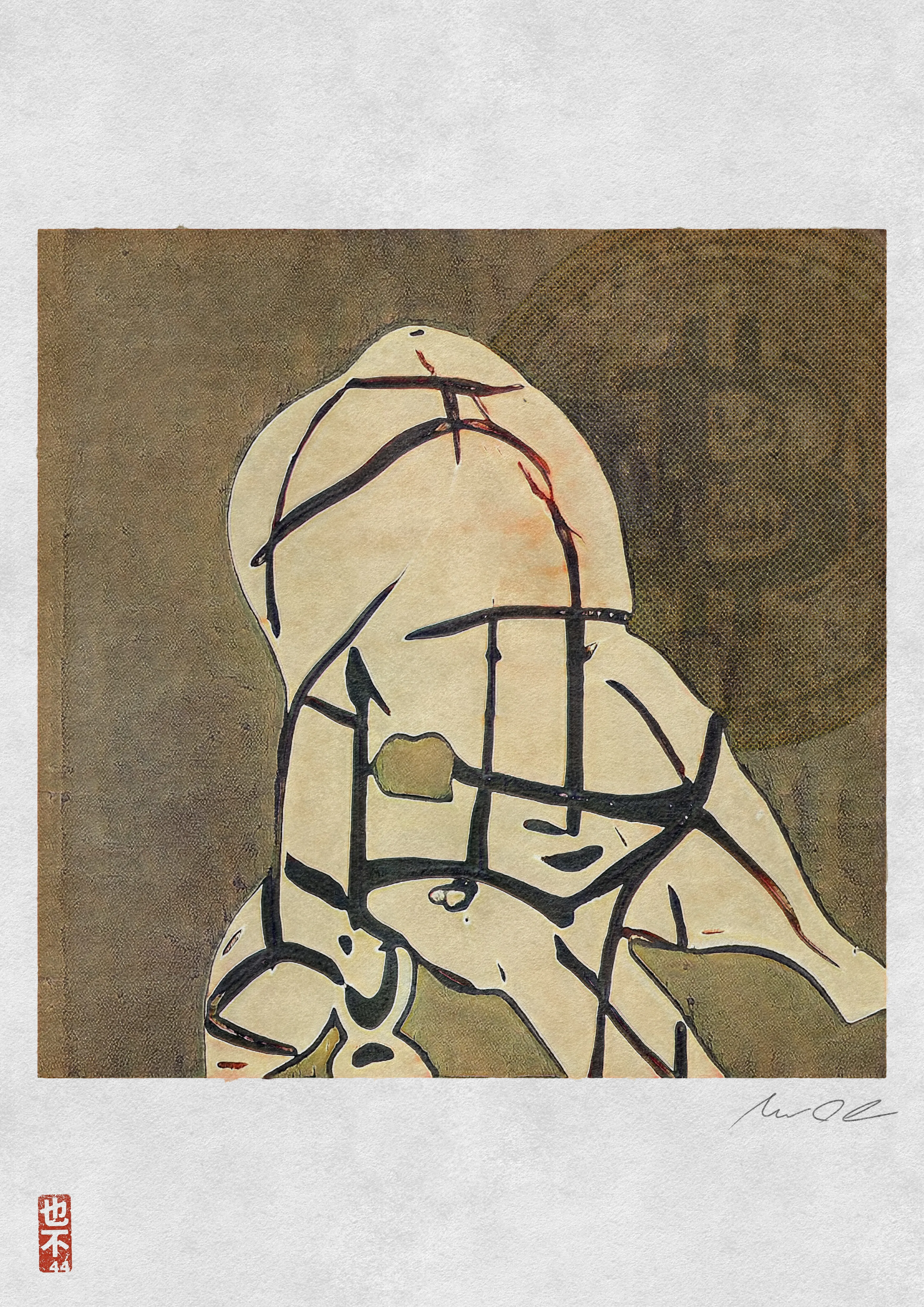 From an ongoing series utilising instructed AI to generate an initial ‘sketch’. When a composition or inspired narrative resonates with me I develop the work further with digital painting, photography and texture until the piece is complete.

100% digital unless analogue photography is part of the process. Strictly 1 of 1.

See my pinned Tweet or DM me for information on how to claim Tangible Bonus (Printed T-Shirt / Skateboard / Print) as the winner of this auction and the original owner.