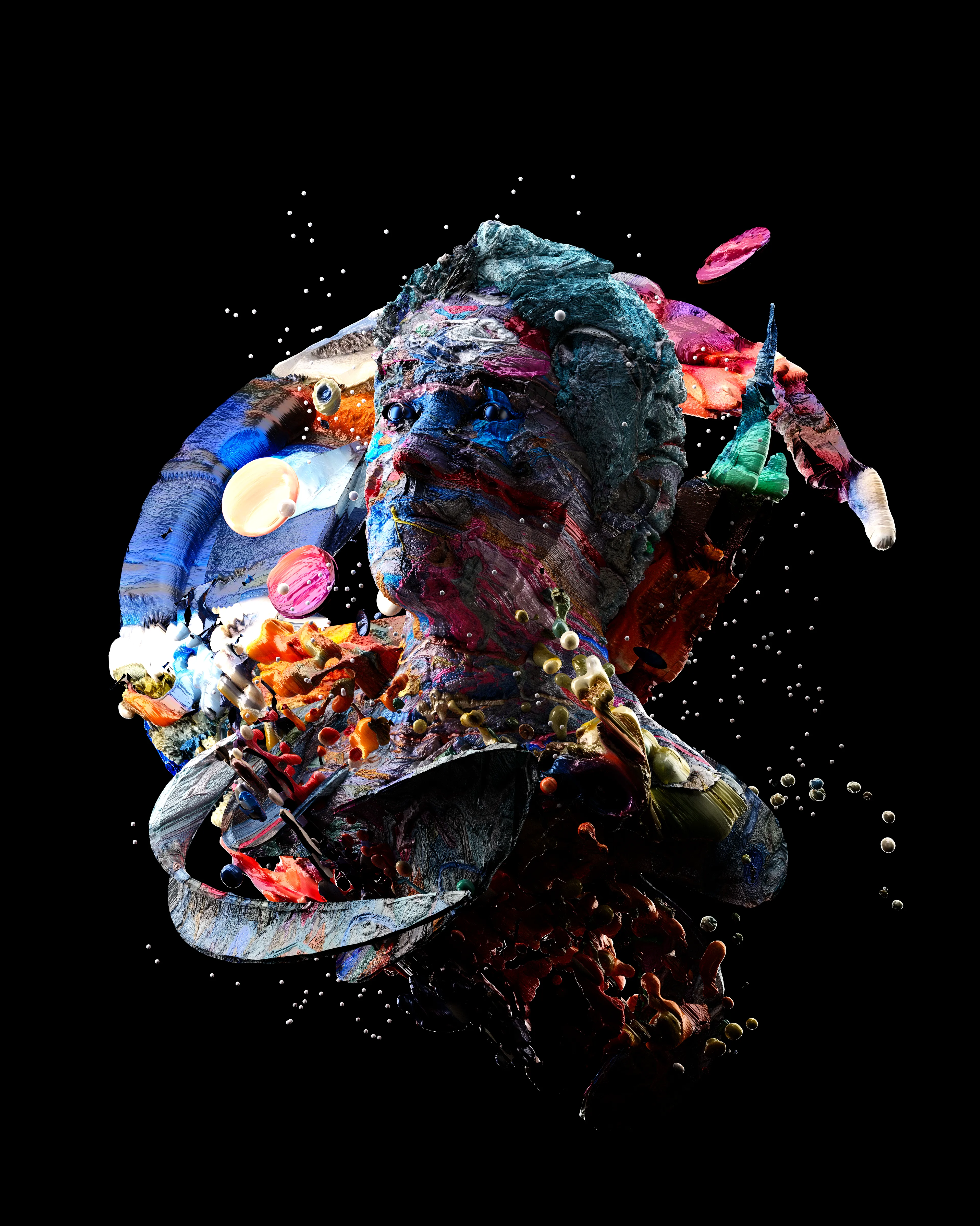 This is the first piece in the "Portrait of a Collector" series by George Williams and Chikai Ohazama. The material used on the model was crafted from photographic samples of George’s physical paintings.

Full story on the "Portrait of a Collector" series:
https://lifeofc.medium.com/portrait-of-a-collector-37d4c46f77f8