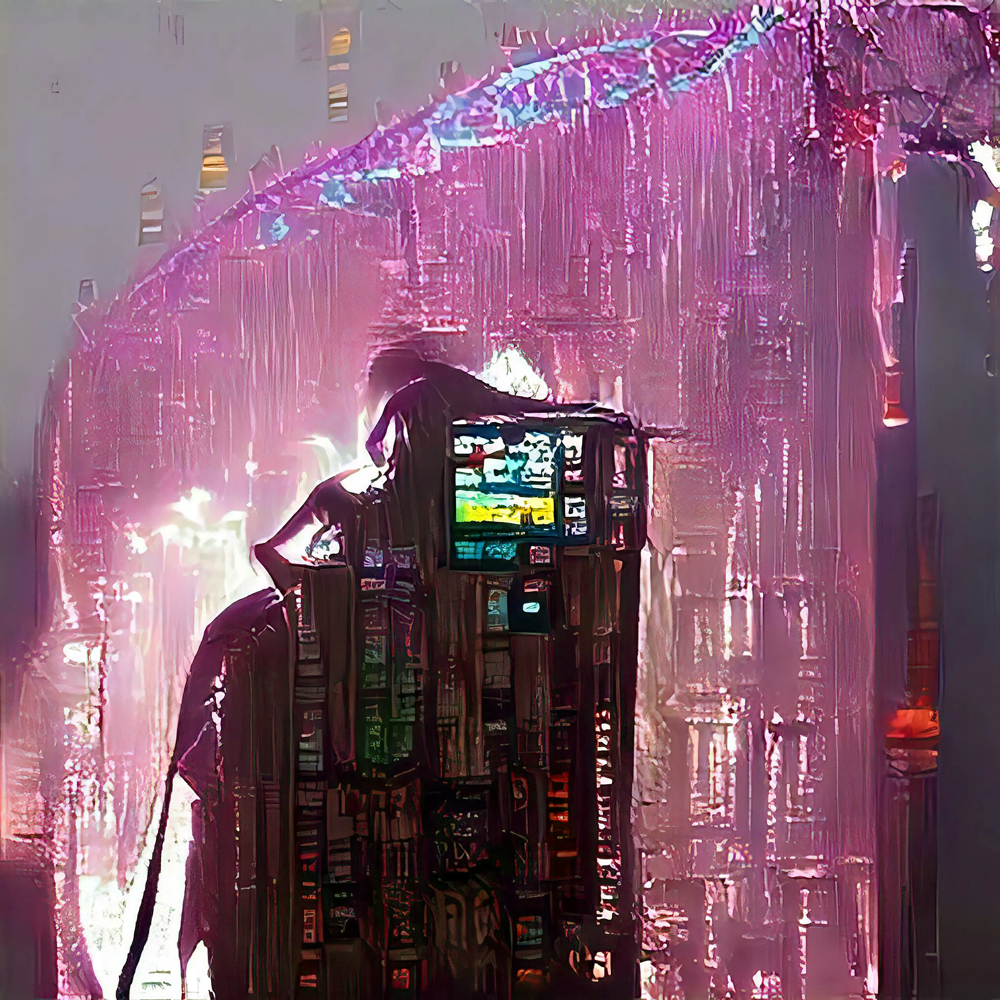 Singularity Stories: Chapter One #4
4000x4000

Created using speech recognition and neural networks trained to transform speech into visuals, based on below input:

Bathed in drape of nuclear lights,
City set aflame, a marvelous sight.