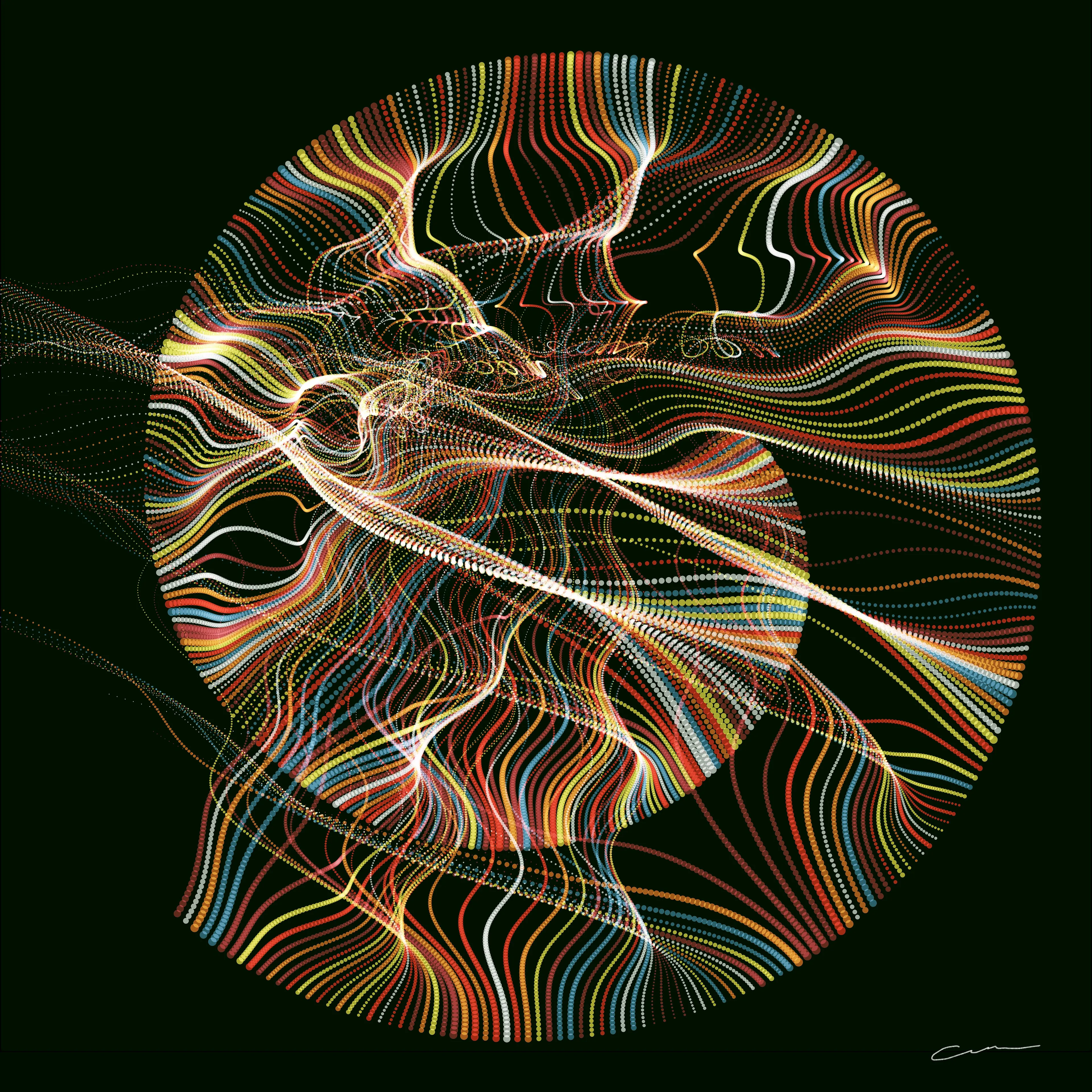 [Che-Yu Wu | Generative Art 4K Classic series]
Classic series will only mint a maximum of 10 works per algorithm on Foundation.

Echoes from another world.
The high-dimensional axis curls up in the void.

Year of execution: 2020
 Technical data: Algorithm Art, p5.js