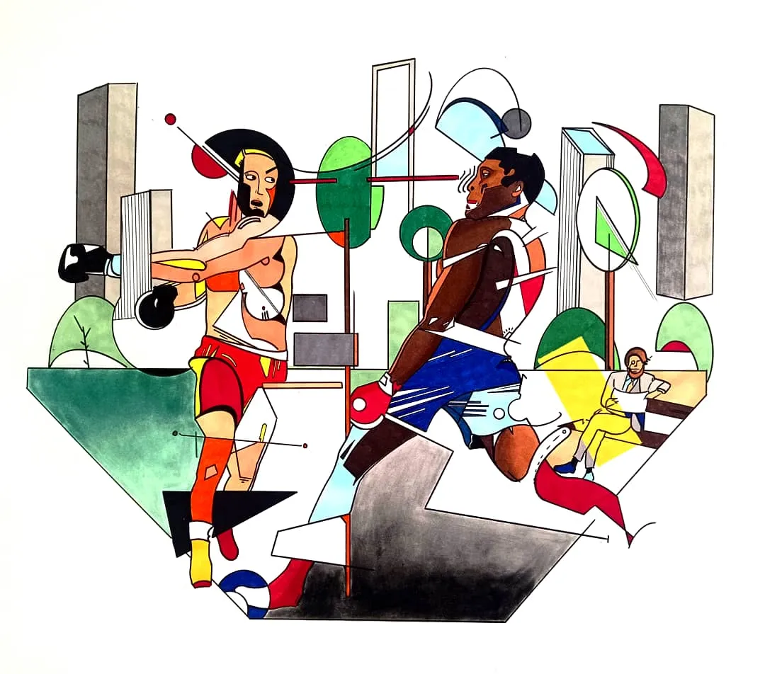 Marker on paper
61x48 cm
New series on sports but not only..