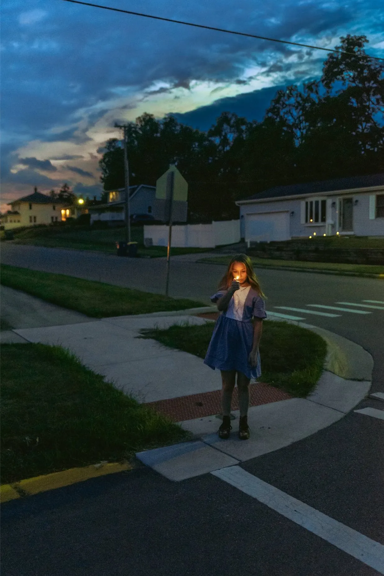 After being abused as a child i was often enthralled with my anger and trauma. That would often prevent me from recognizing the world around me. I tried to use the subject to represent myself as a child, fixated on the pain from my abuse just as she is fixated on the lighter. 