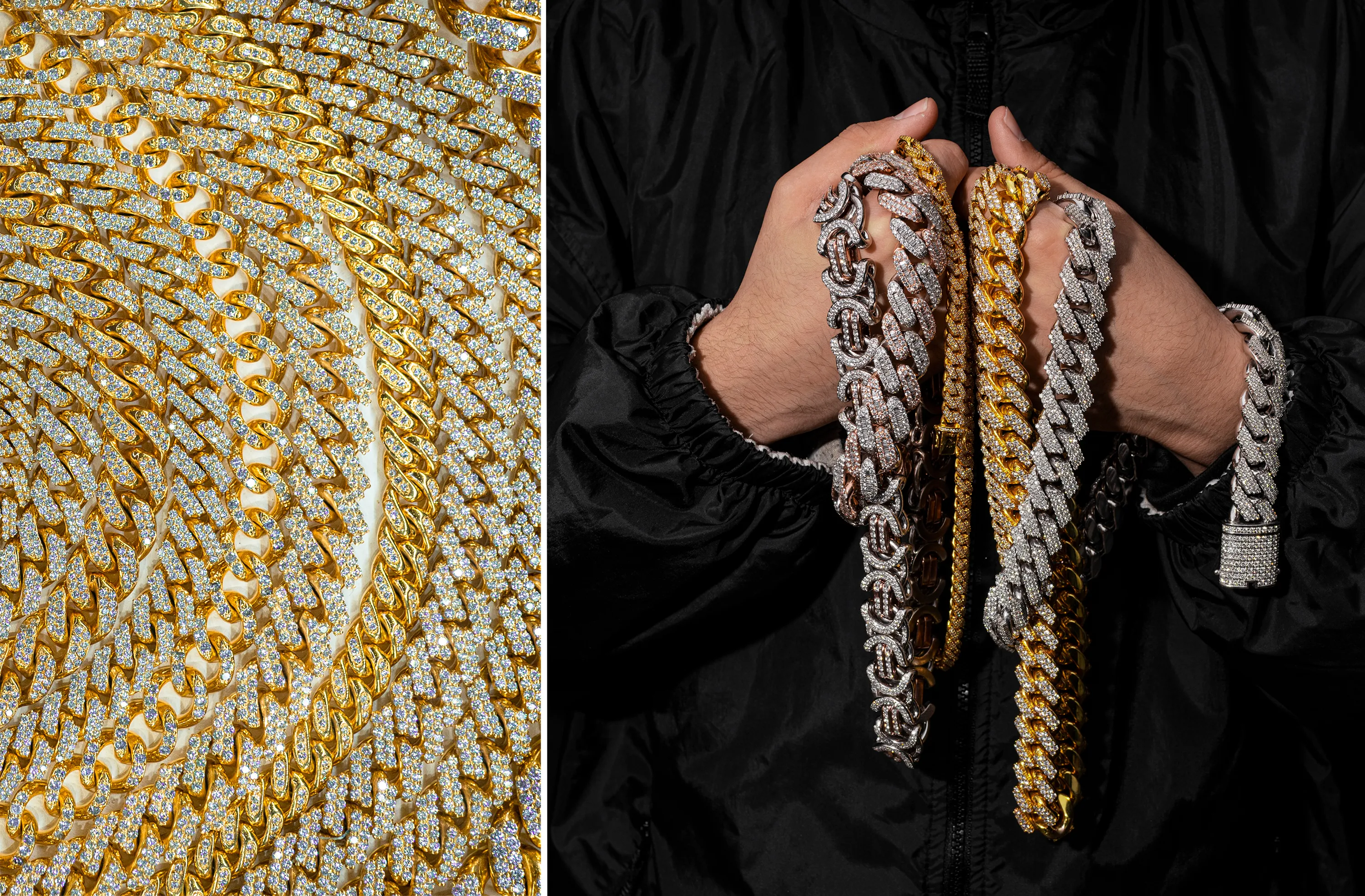 Images from an ongoing series with legendary hip-hop jeweler  Johnny Dang. The Cuban link is one of the most iconic and legendary styles of chains. Pictured in this NFT there are 1.5 million dollars in diamonds, gold, and silver. 

This NFT also included unlockable content and the owner will be shipped two 11x14 prints singed along with a certificate of authenticity from Robert Leblanc.