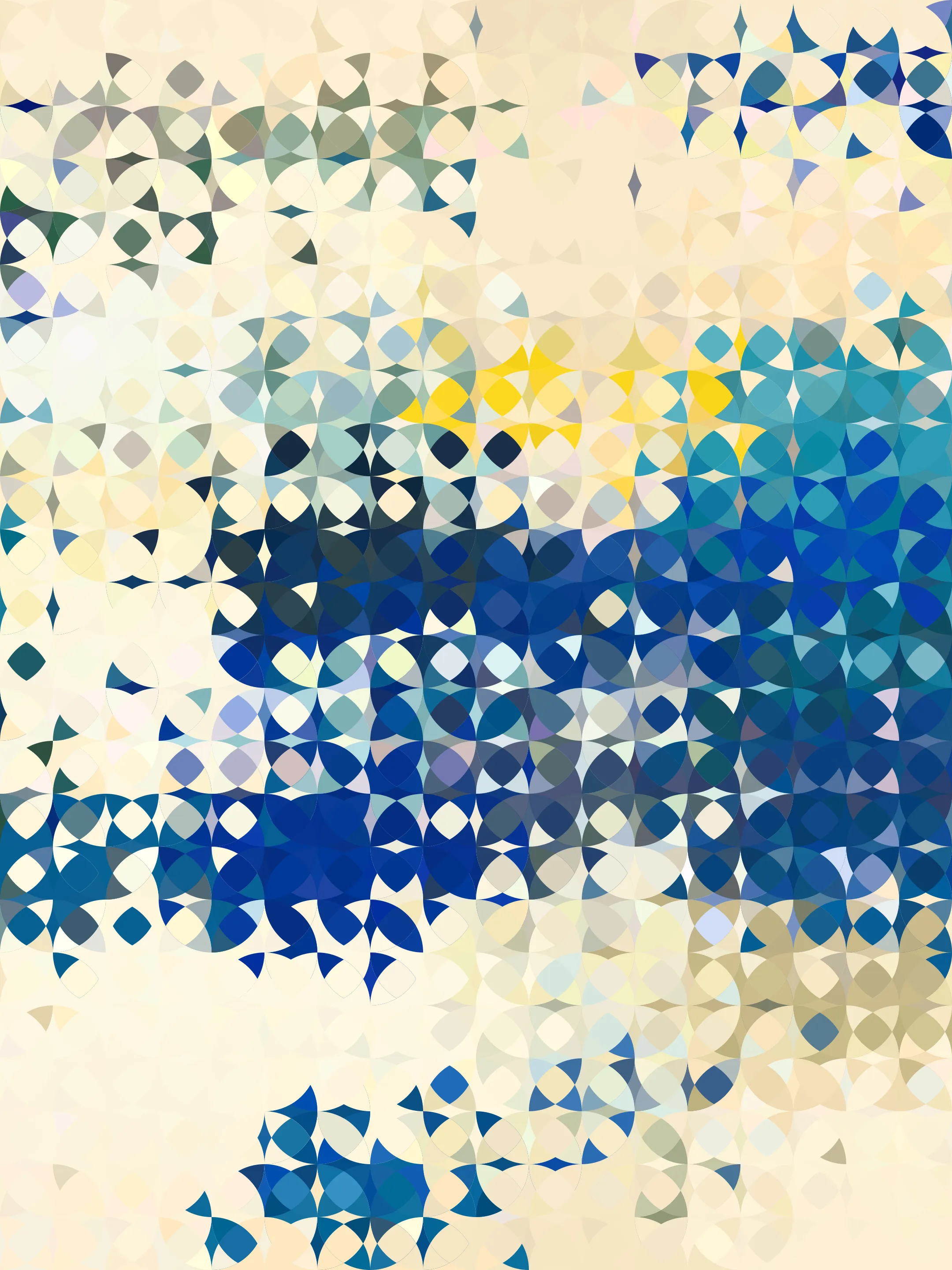 Part of a series of generative artwork exploring color and the effect of intersecting simple shapes to create interesting visual effects.