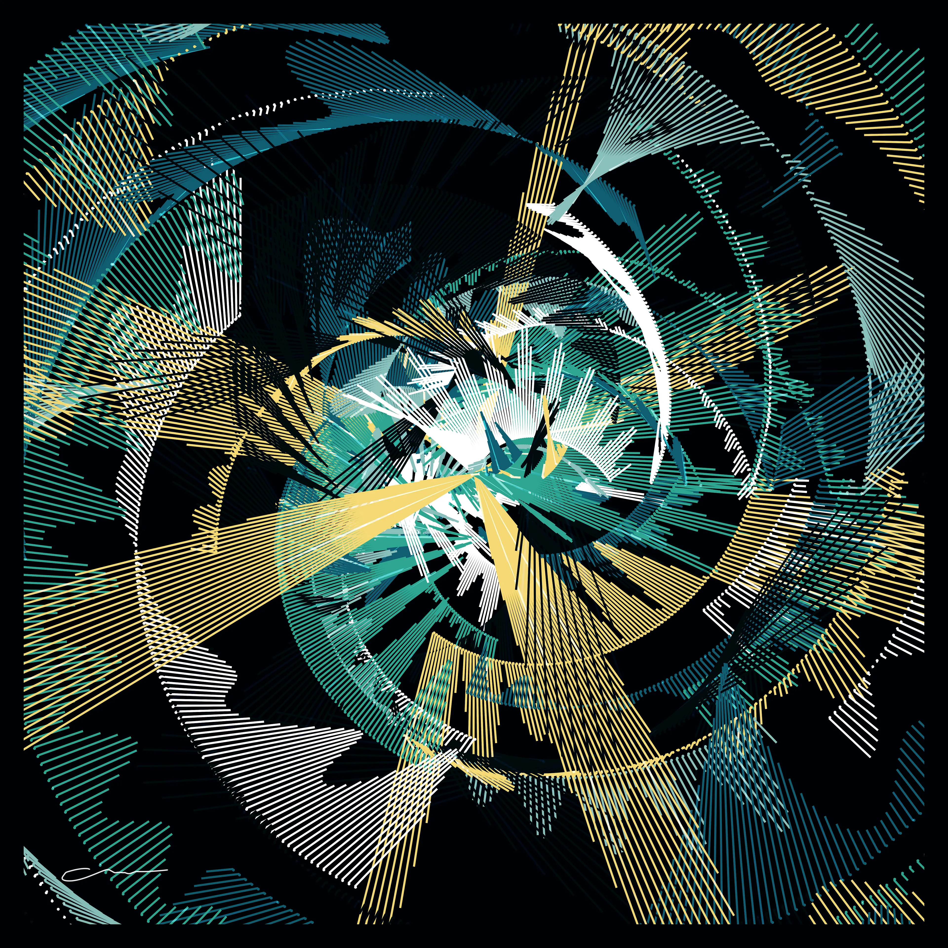 [Che-Yu Wu | Generative Art 4K Classic series]
Classic series will only mint a maximum of 10 works per algorithm on Foundation.

Knit the cold into a scarf with intricate patterns,
In order to prepare for the winter, the leaves and the beautiful appearance are gone,
As time flows slowly, memories are constantly washed away,
It's already blurred to the point where the outline can't be seen clearly.
This work is one of the rotation trace series.

Year of execution: 2021
 Technical data: Algorithm Art, p5.js