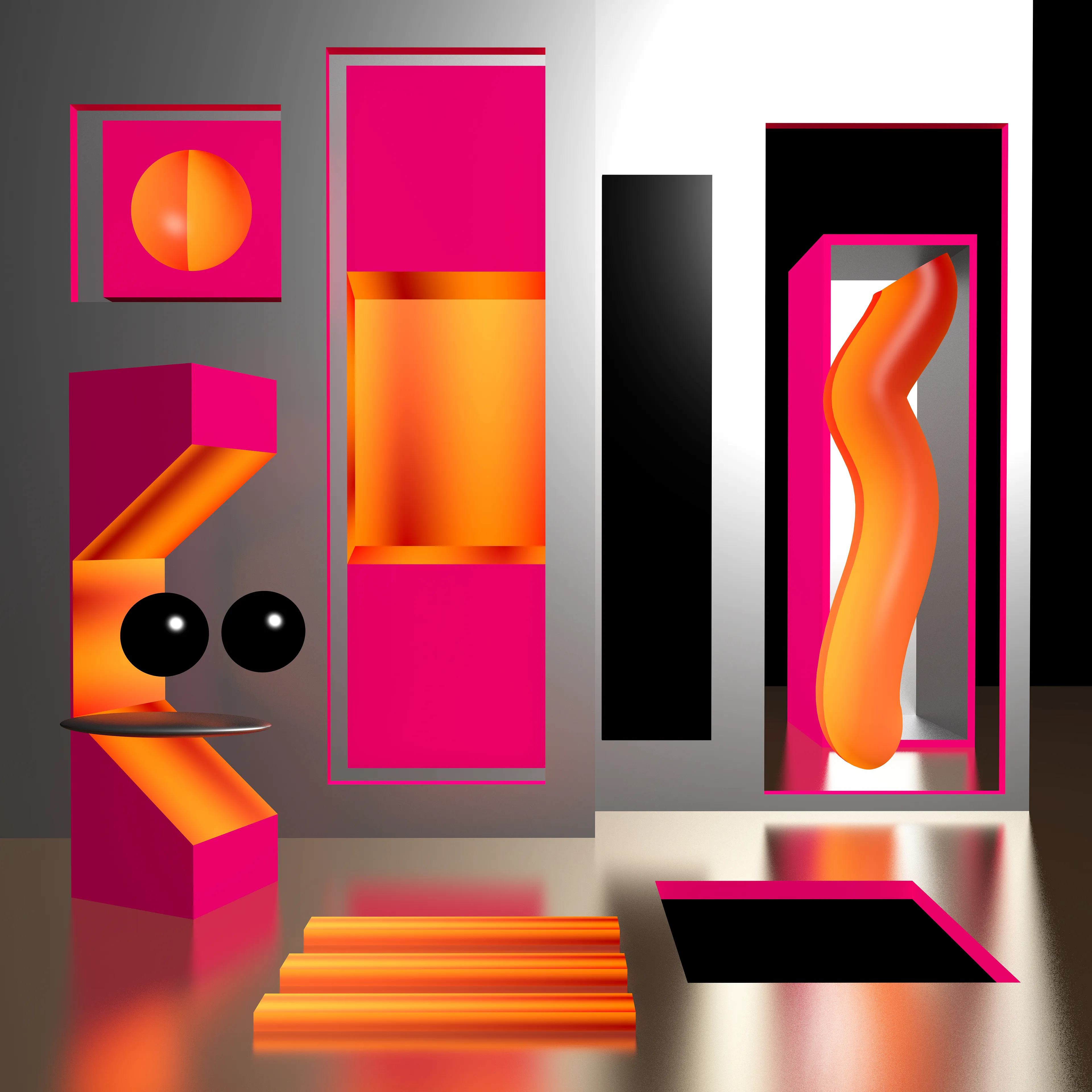 Abstract play on shapes and colors with the idea of synchronicity

3D; 6kx6k pixels; 300 dpi

Made with Cinema 4D