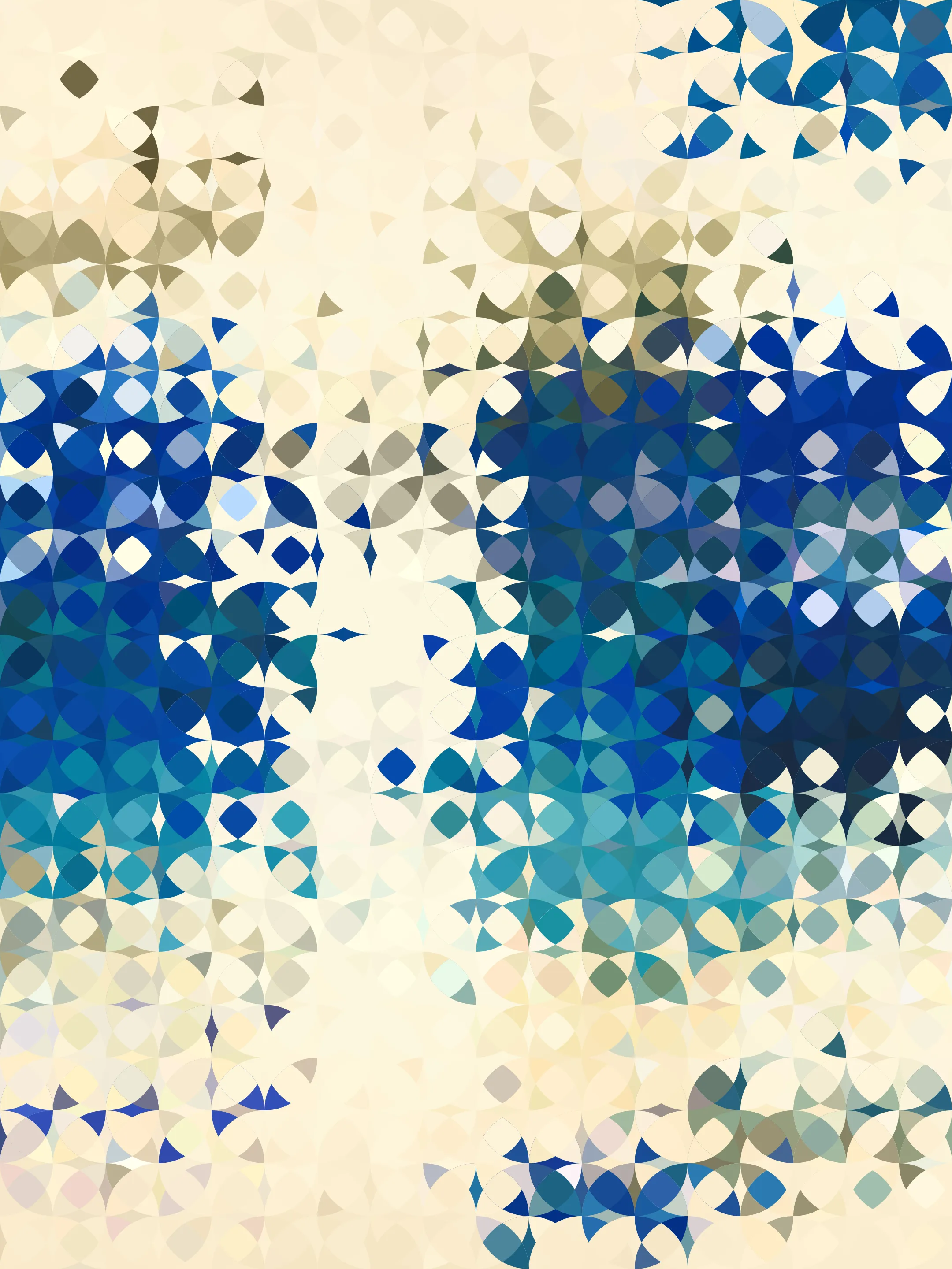 Generative artwork exploring color and the emergent effect of stacking simple shapes and filling their intersections.
