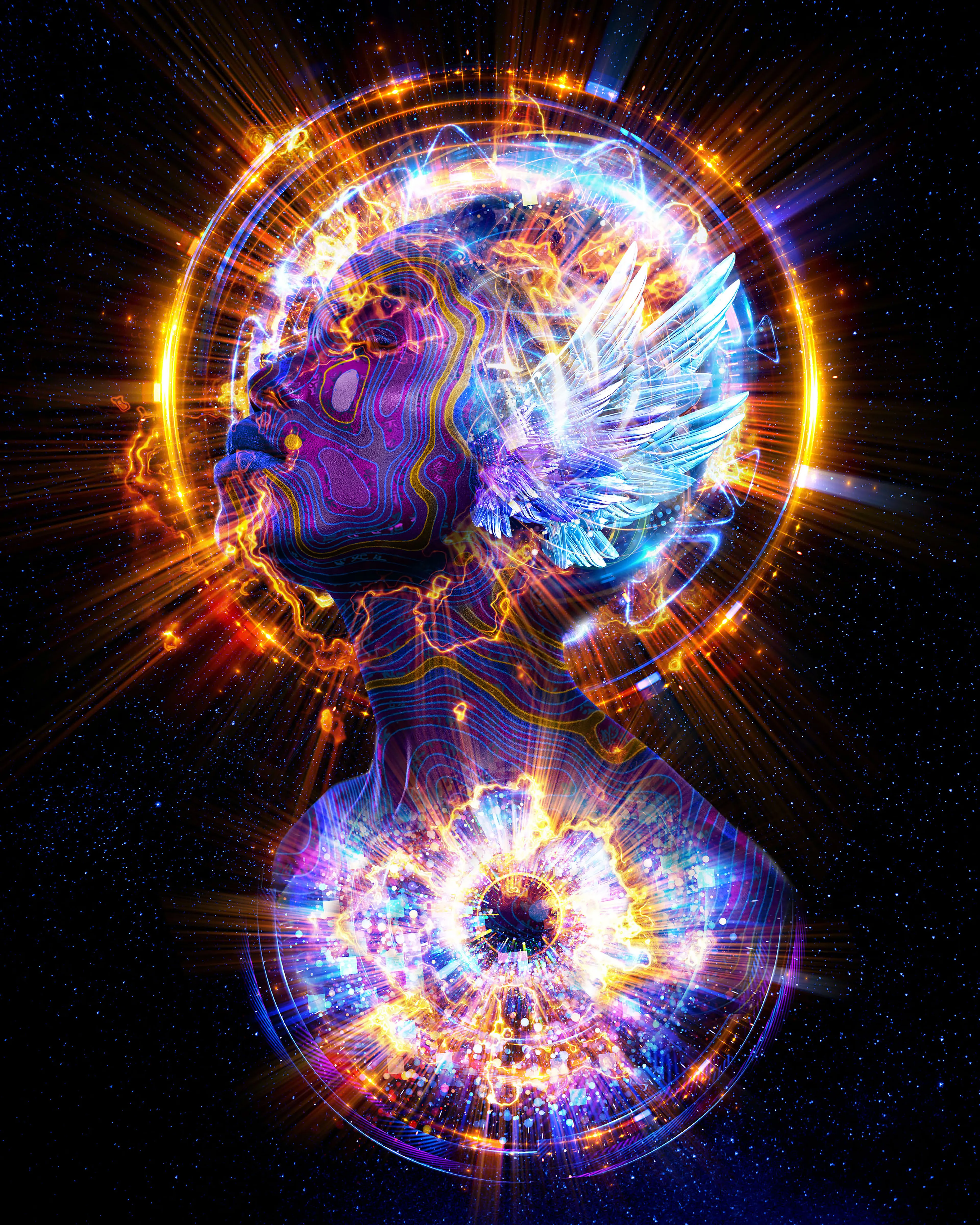 en·​chant·​ed god·​dess (n.)
- one of the most powerful beings
in the universe. 
- one embraces their true
light and becomes one with the 
universe. 

Collaboration piece by Shay The Surrealist & Vintagemozart

4000x5000 | 1/1

2021
