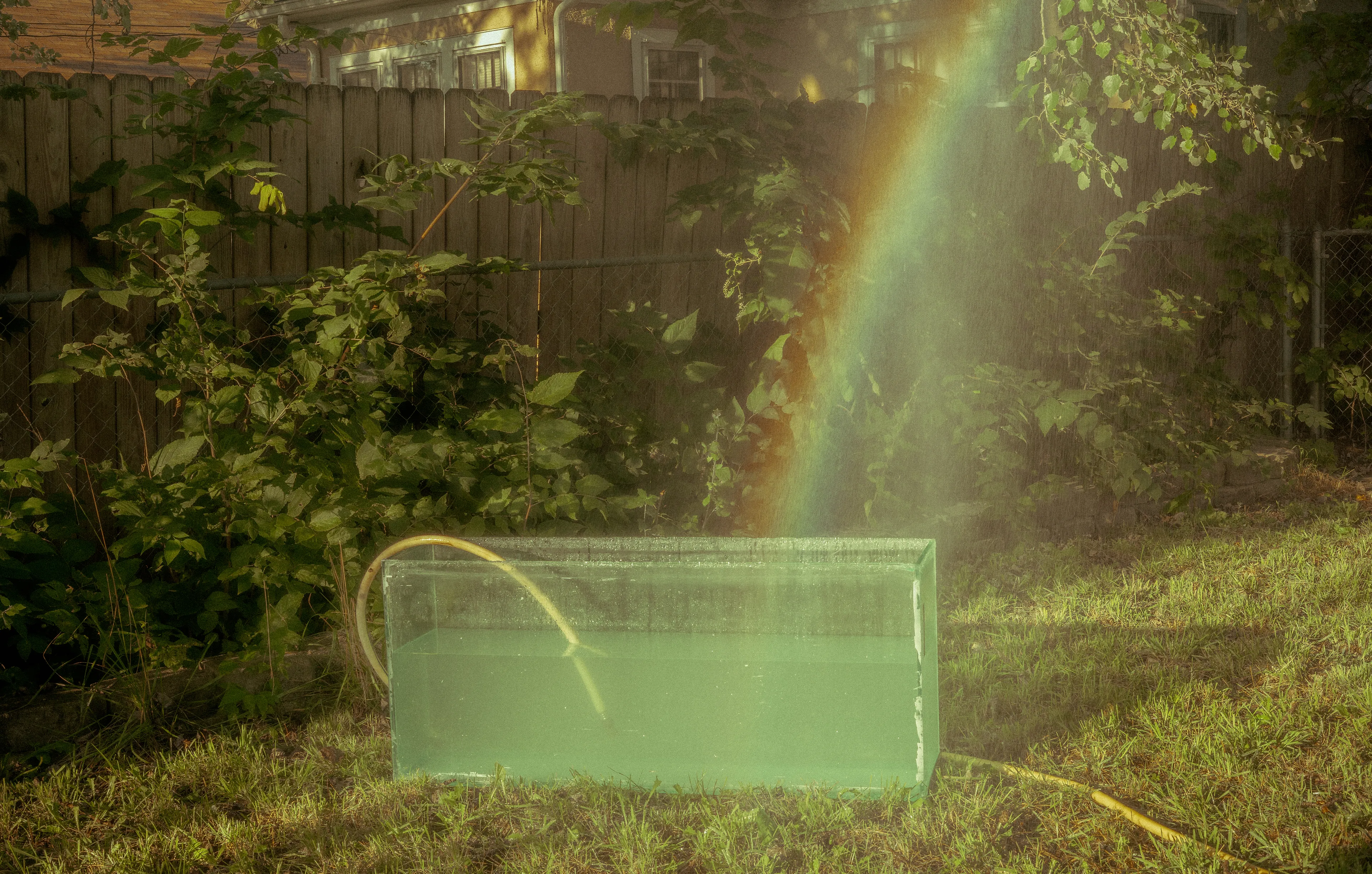 In-between my house and yours.  

On the aesthetics of late capitalism. 
On being bound to these aesthetics. 
On the destruction of our natural world for the sake of these aesthetics. 
On the watery grave at the end of their rainbow.

Shot in July of 2021. 