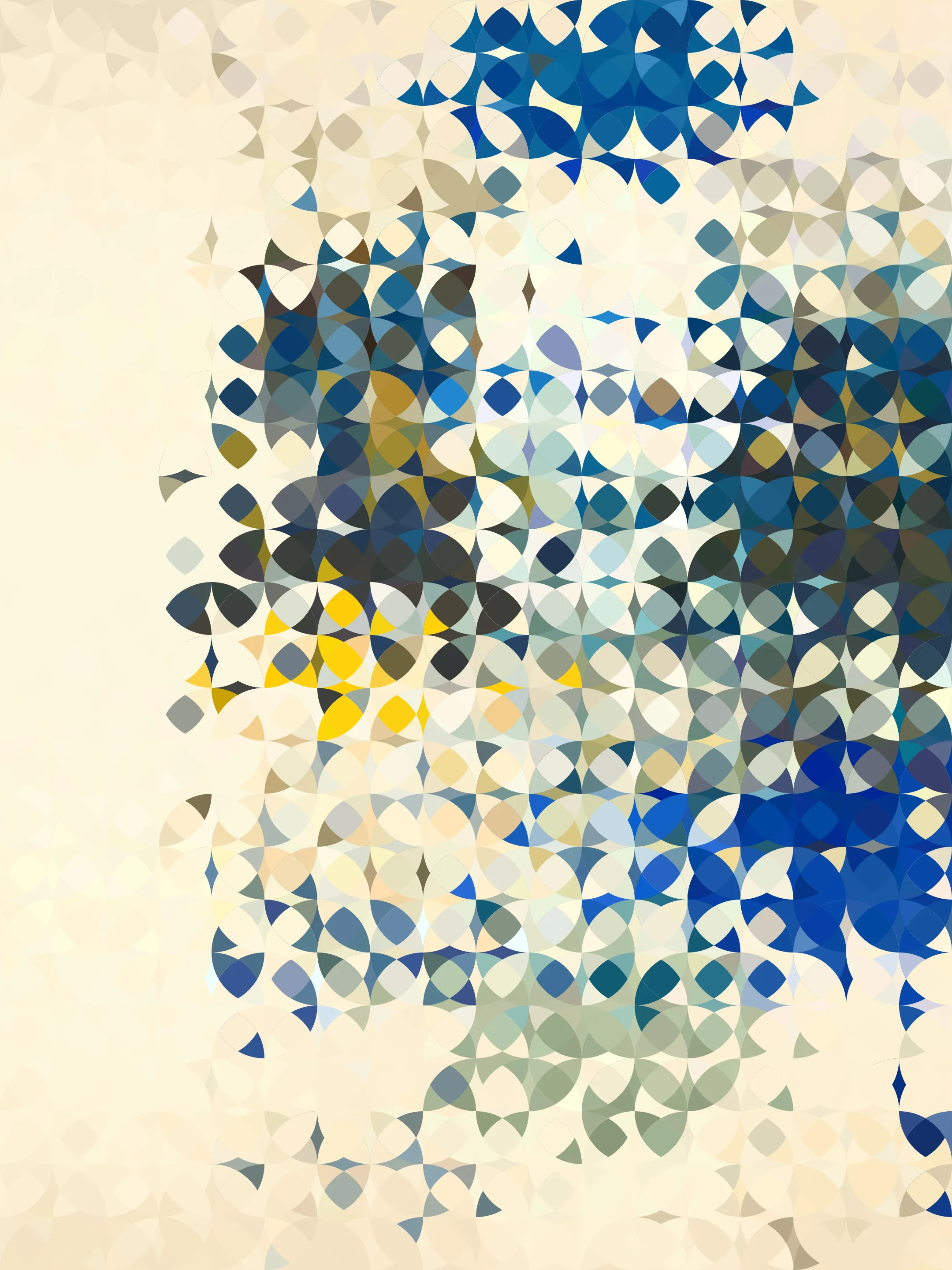 Luminary is a generative artwork exploring color and the emergent effect of stacking simple shapes and filling their intersections.