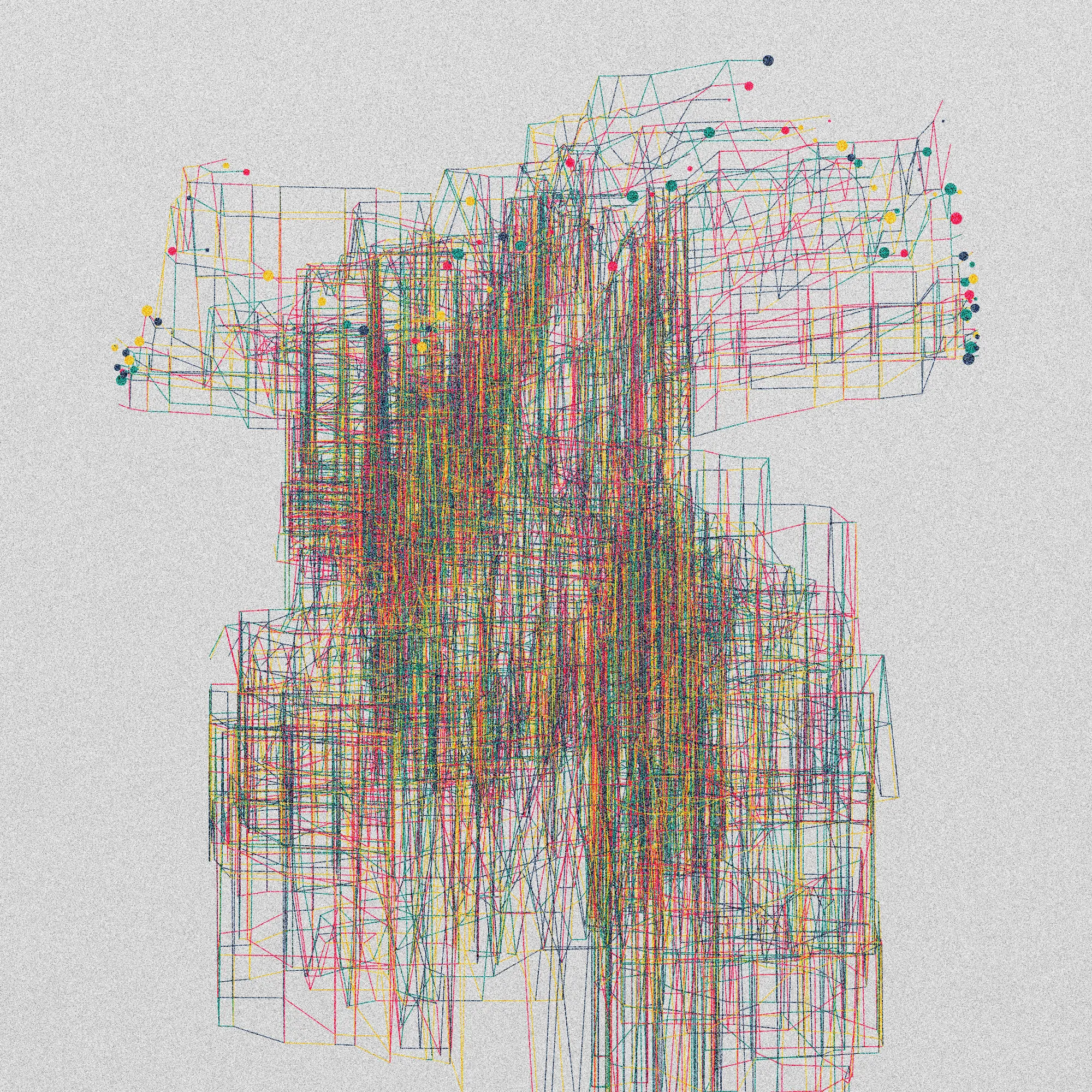 Generative art created by Eko33.

This generative artwork is an algorithmic anomaly. Beyond the abstraction, the viewer can see a monster, a happy dancer of what's in his/her mind. This artwork will reflect your state of mind and maybe sometimes help you to change it as well.