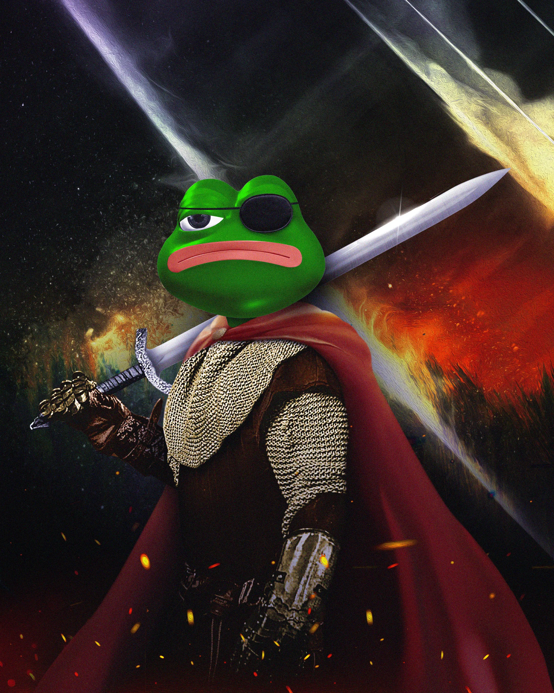 He is the only warrior in Pepeland who will go to any length to protect Pepeverse against invaders. The true soldier who will fight to the death to protect the Pepekingdom! 

In hard times, we need veterans with special skills of super powers!