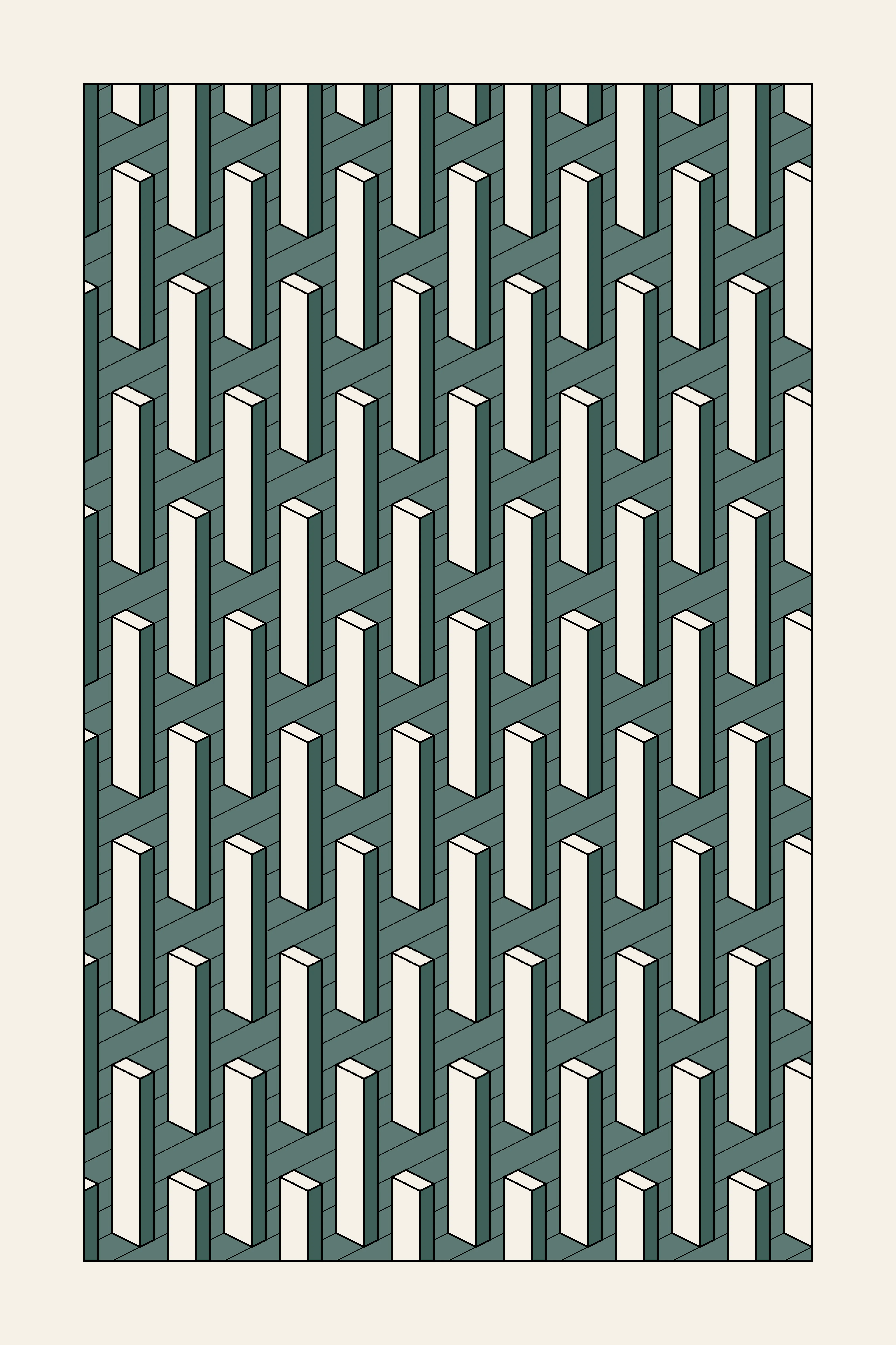 Simple, isometric structures organized repetitiously in a grid. The Pillars series has a subtle expression and consists of a three-piece set generated by code with different colors and shading for each piece.

PNG 8192 × 12288