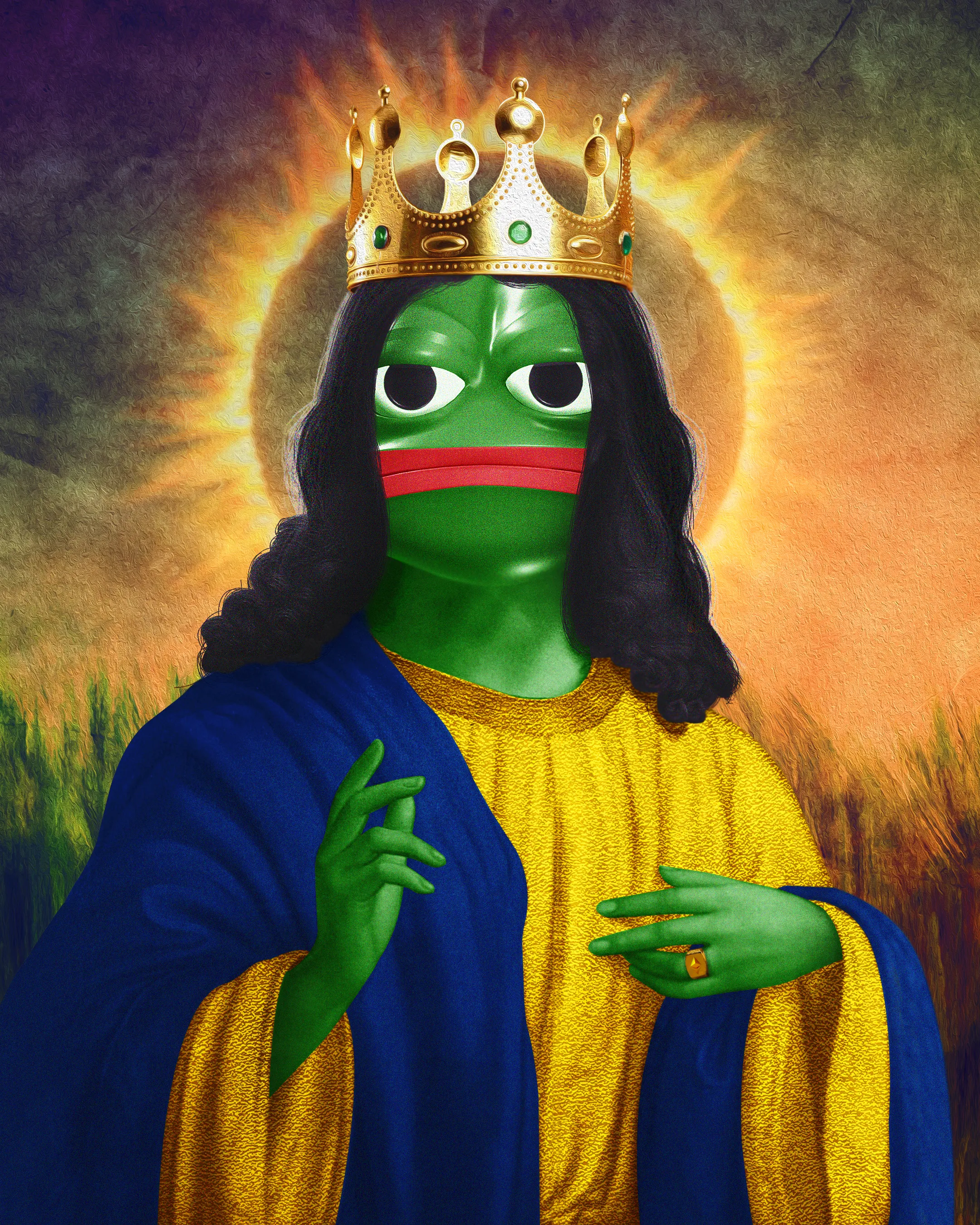 This Pepeverse is run by Ser LordPepe, the most powerful presence in Pepeland.

Dimension: 2160 x 2700

Created using:  Adobe Photoshop & Adobe Illustrator
