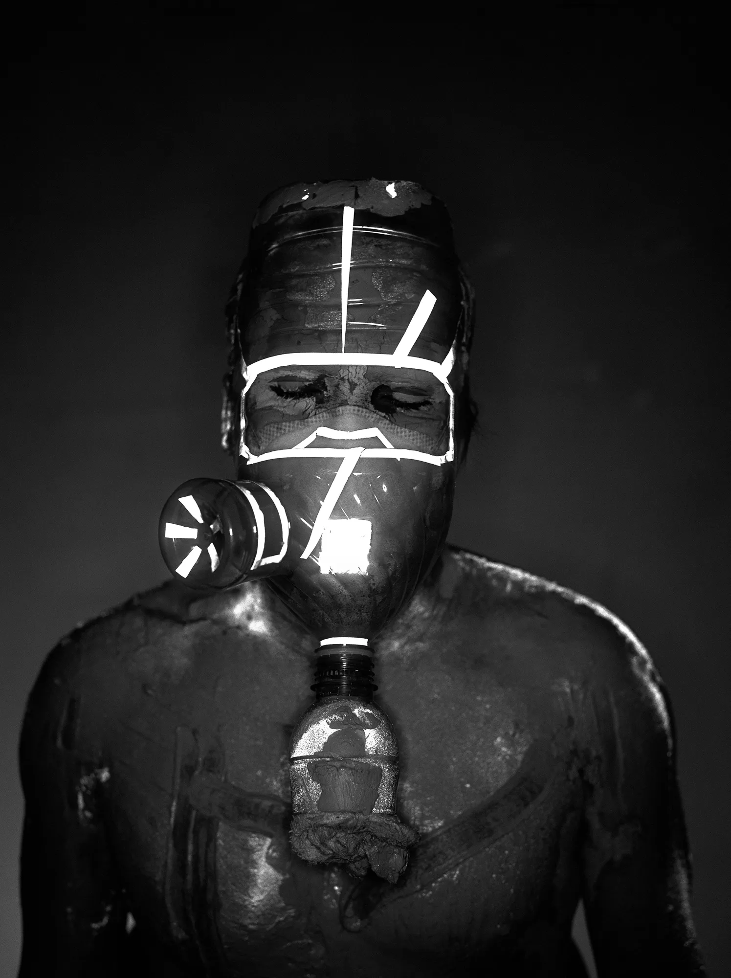 In conjunction with the launch of my NFT series Constructions (American Type and Hedonic Reversal) on OpenSea, I am offering a limited collection of 10 photographic NFTs from my series Masks. These self-portraits made in my studio recreate profiles of protesters in Santiago, Chile wearing makeshift gas masks constructed from discarded soda cans and bleach bottles. Inspired by Pablo Neruda’s epic Canto General, this series, like most of my work, straddles documentary and fiction—my own biography and that of other Latin American people. In these portraits, the protestors become more than defiant agitators. They are architects of a new universe. 