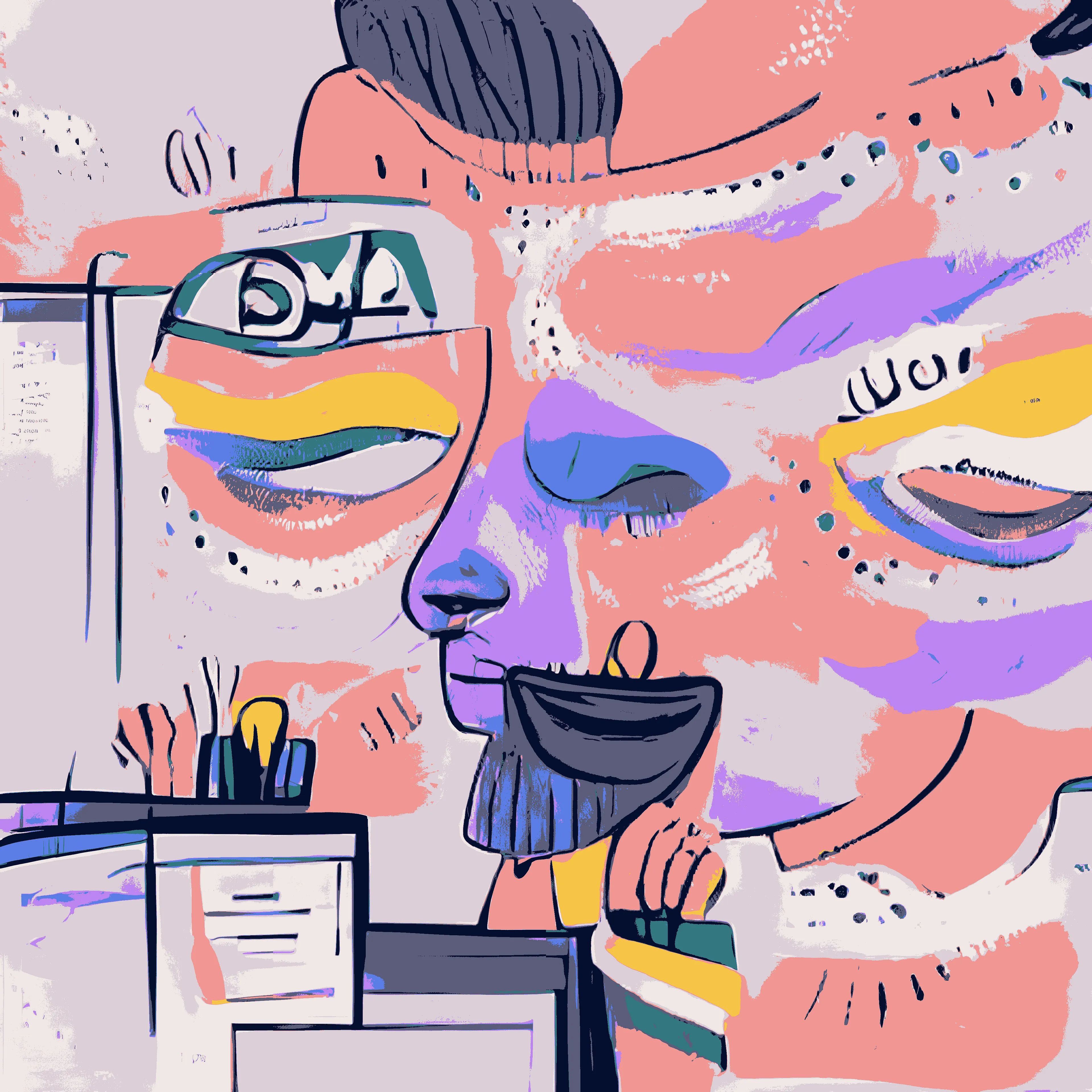 A 4096 x 4096 depiction of your authentic self in seven colors. Inspired by AI's depiction of "bringing your true authentic self to work", which in turn is inspired by humanity's current depiction of the concept.
