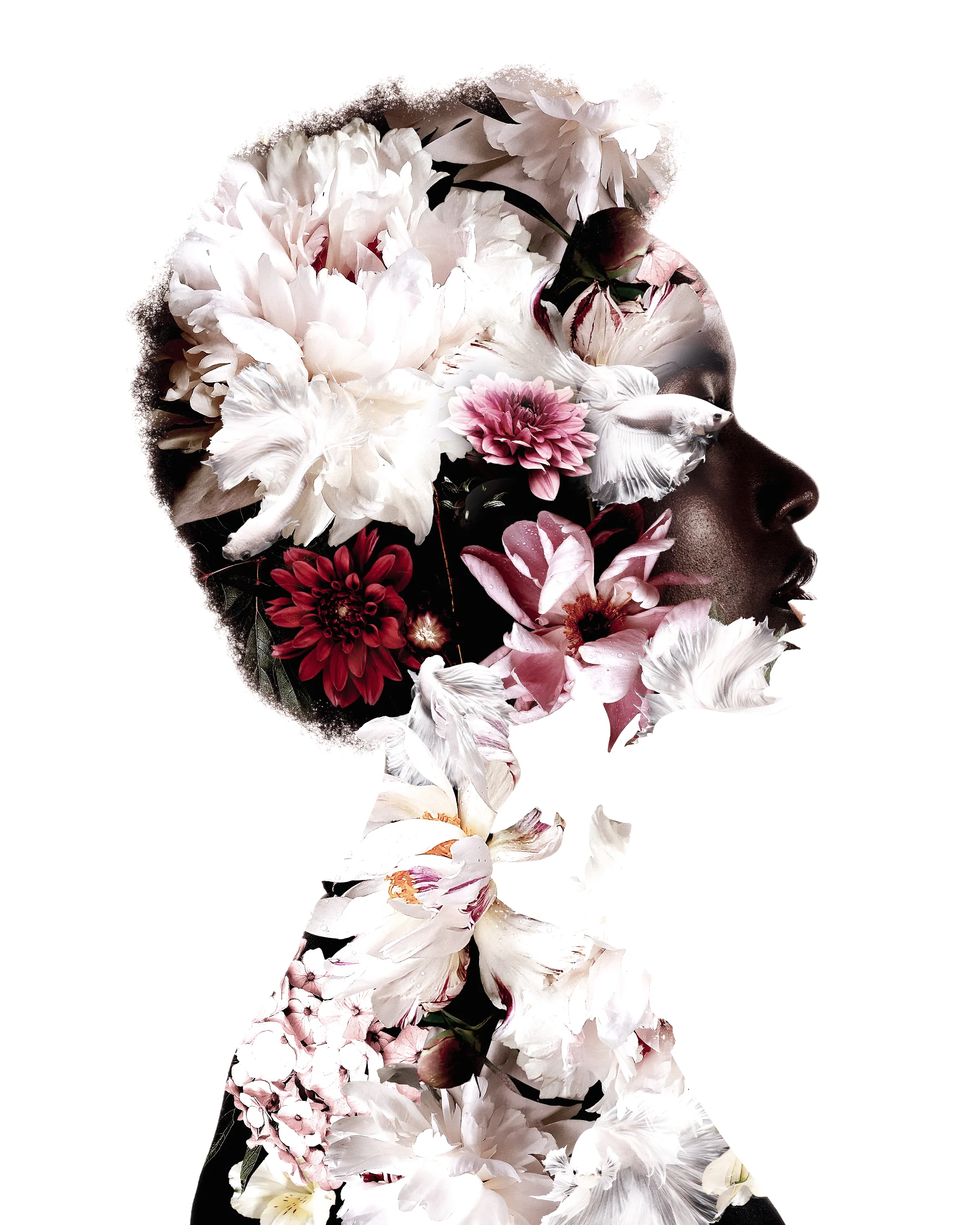 inspired by my piece Lady Bloom (2020), I used floral images to create an inner garden to represent blossoming from within. I also incorporated fish into this piece as well, to show the motion and mystery that lies within us all.

Created in Photoshop | 2021
2400x3000 | 1/1