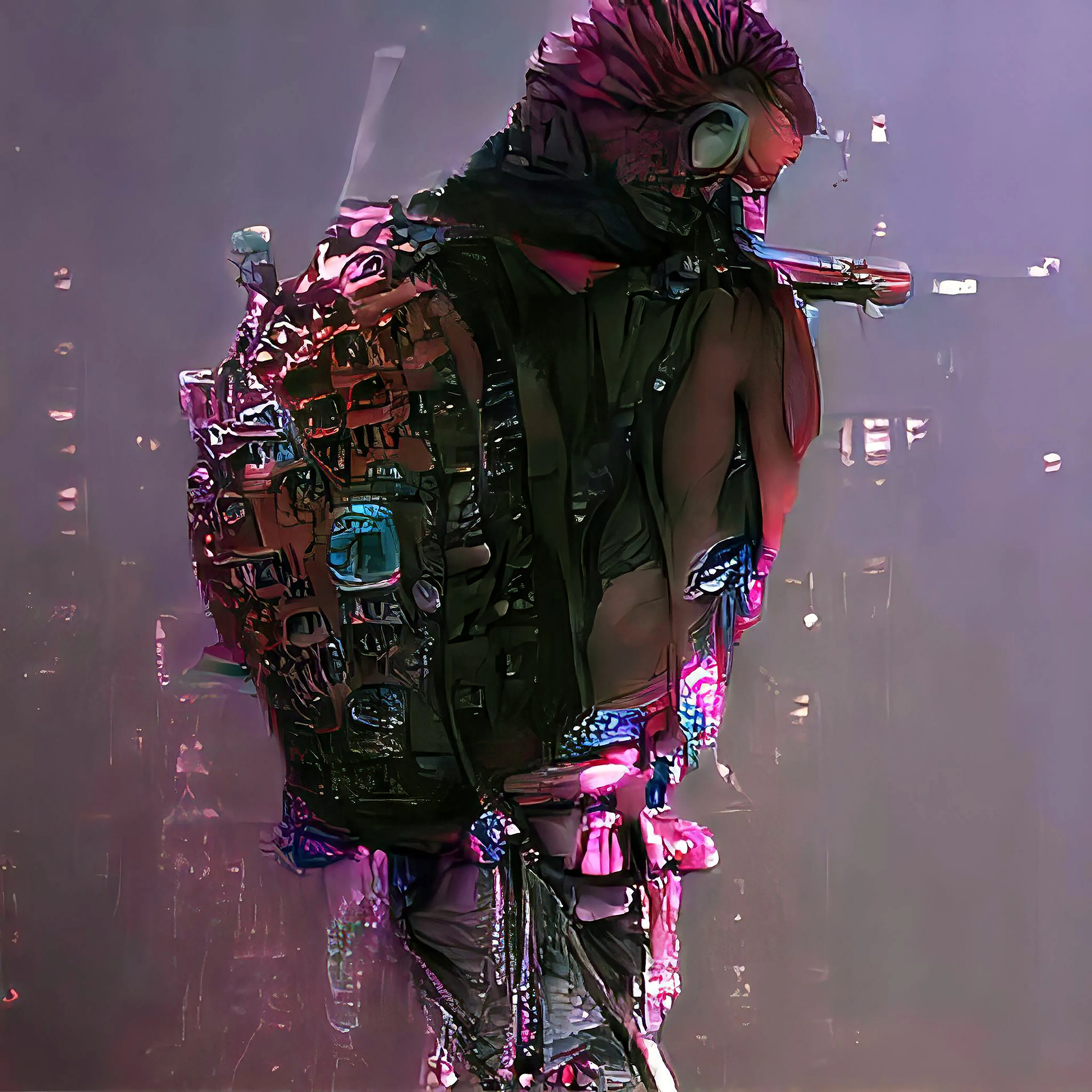 Singularity Stories: Chapter One #6
4000x4000

Created using speech recognition and neural networks trained to transform speech into visuals, based on below input:

Emblematic crest and shield in place,
A digital sense of a rebel's face.
A bird's-eye view of evolution.